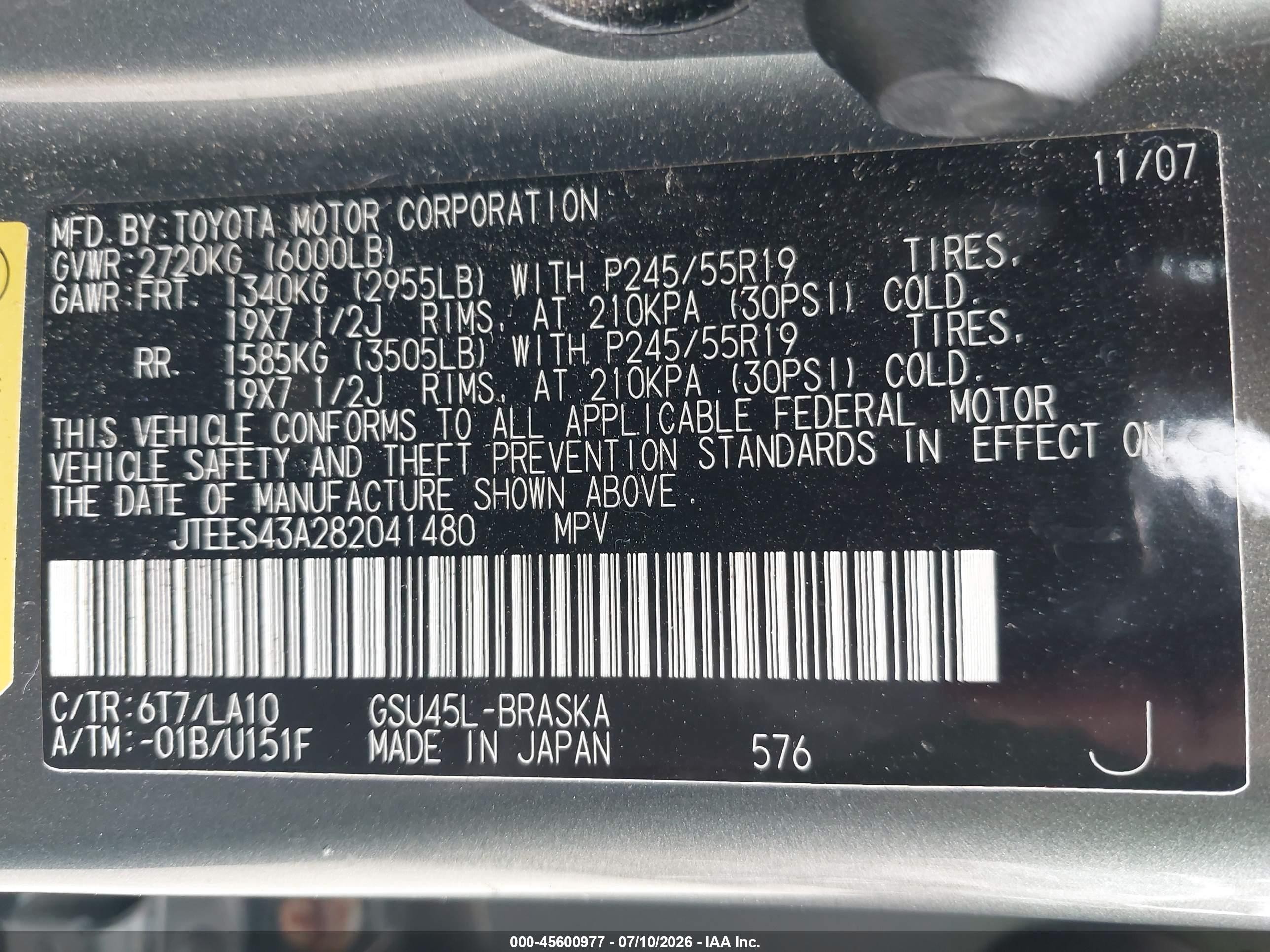 2008 Toyota Highlander Sport Green vin: JTEES43A282041480