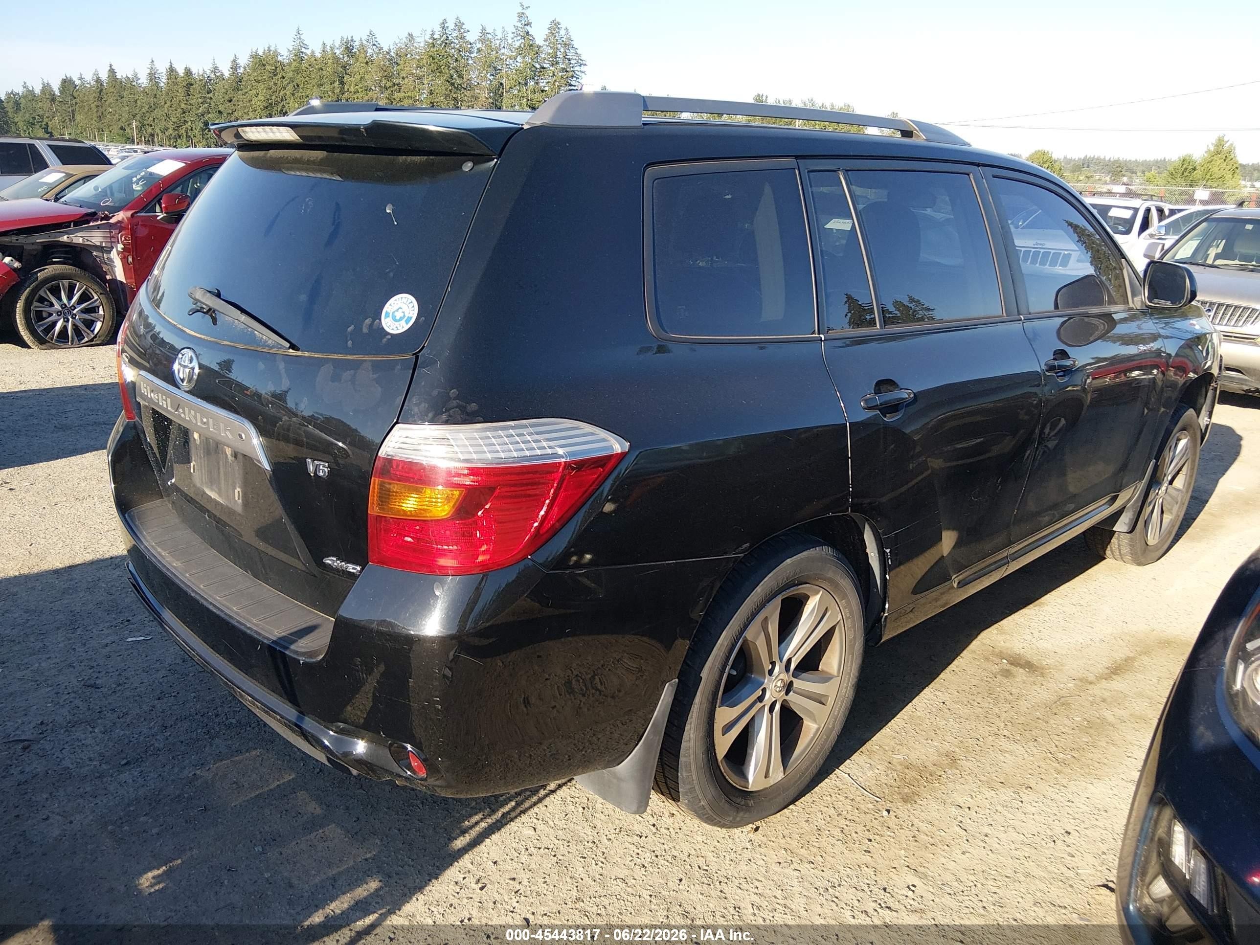 2008 Toyota Highlander V6 Sport Black vin: JTEES43A582092651