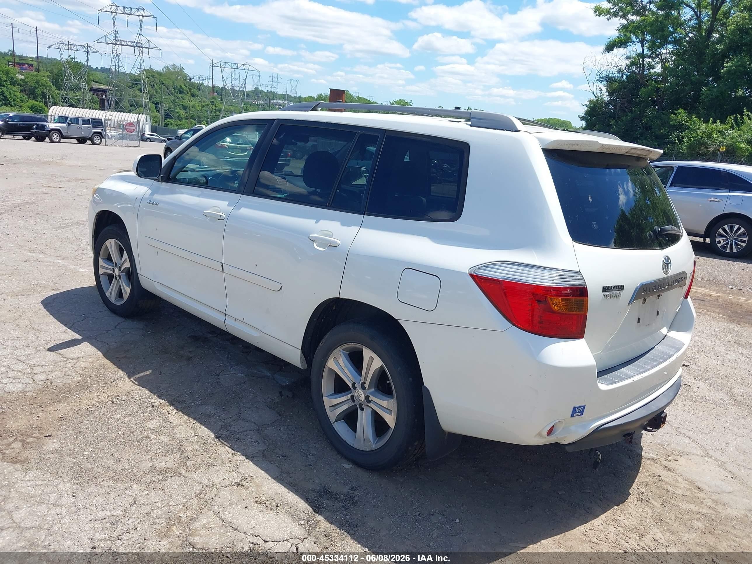 2008 Toyota Highlander Sport White vin: JTEES43A682074482