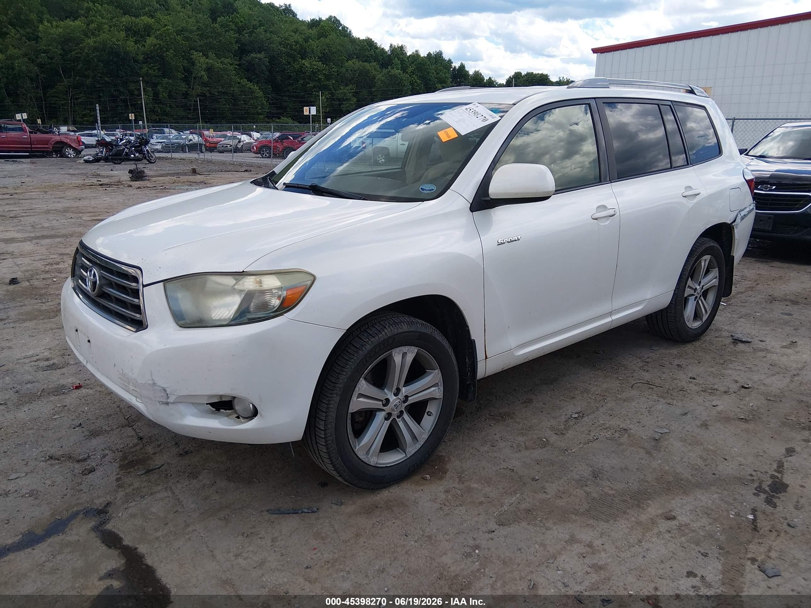 2008 Toyota Highlander Sport White vin: JTEES43A782015487