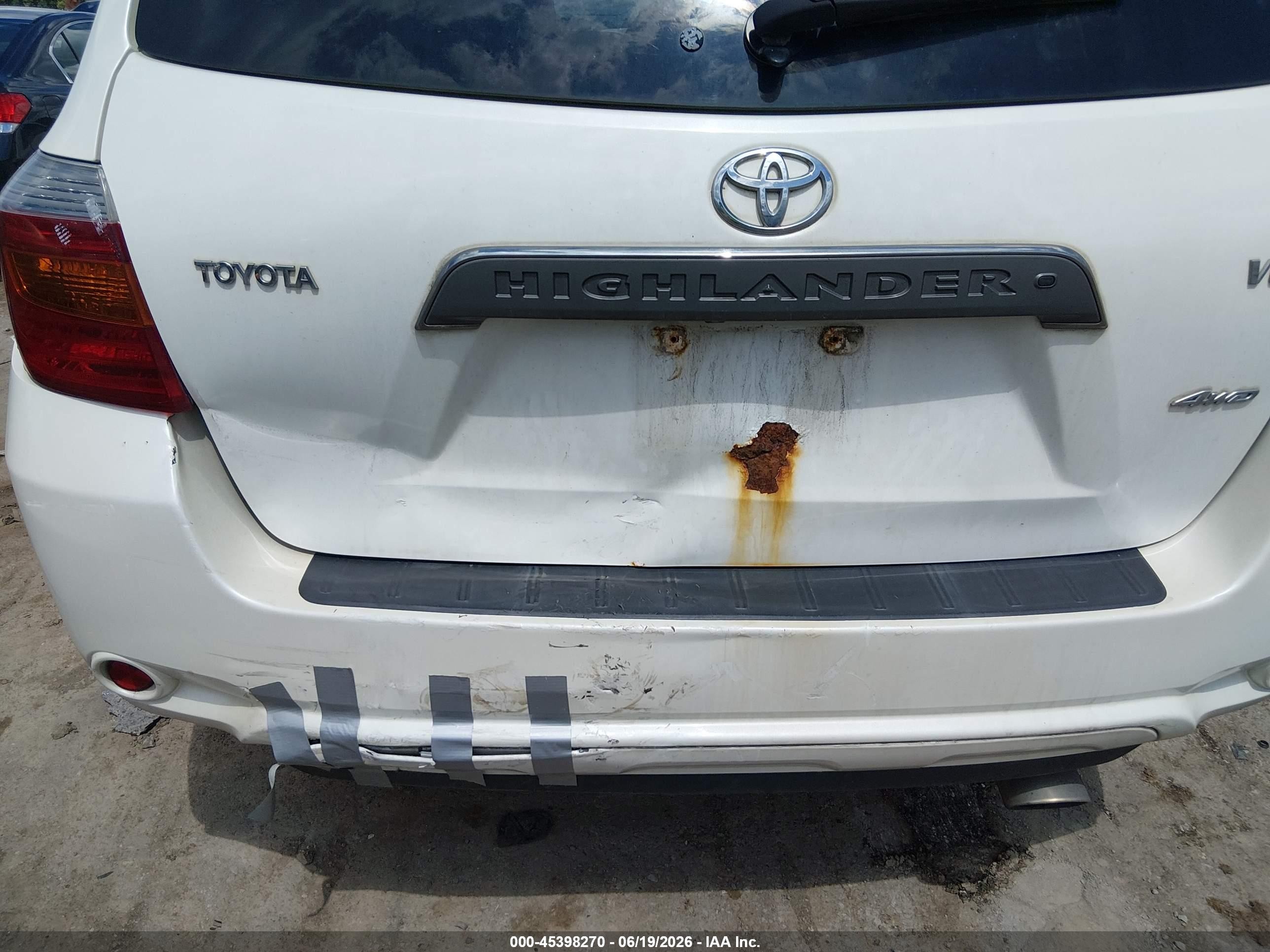 2008 Toyota Highlander Sport White vin: JTEES43A782015487