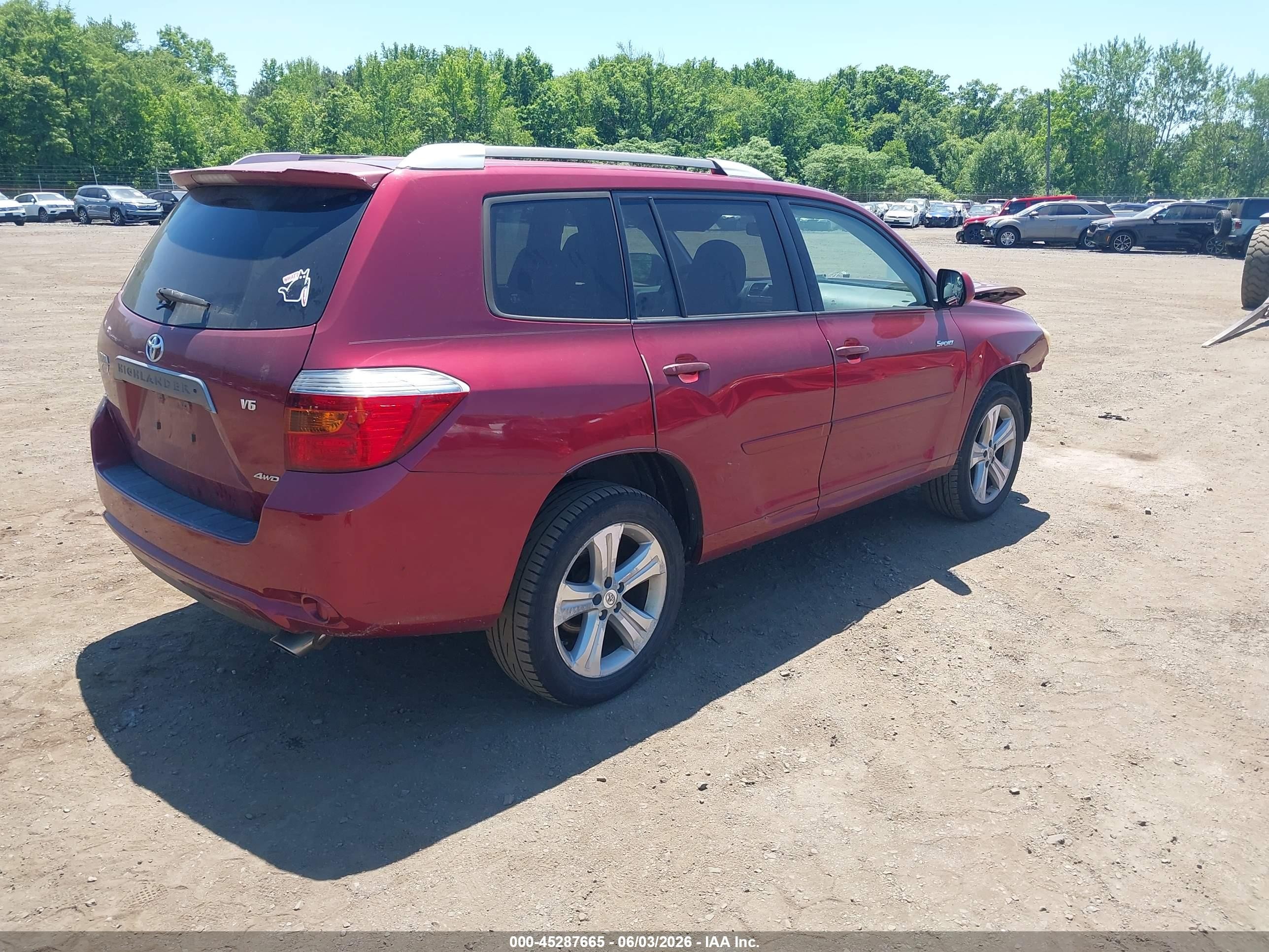 2008 Toyota Highlander Sport Burgundy vin: JTEES43A782032337