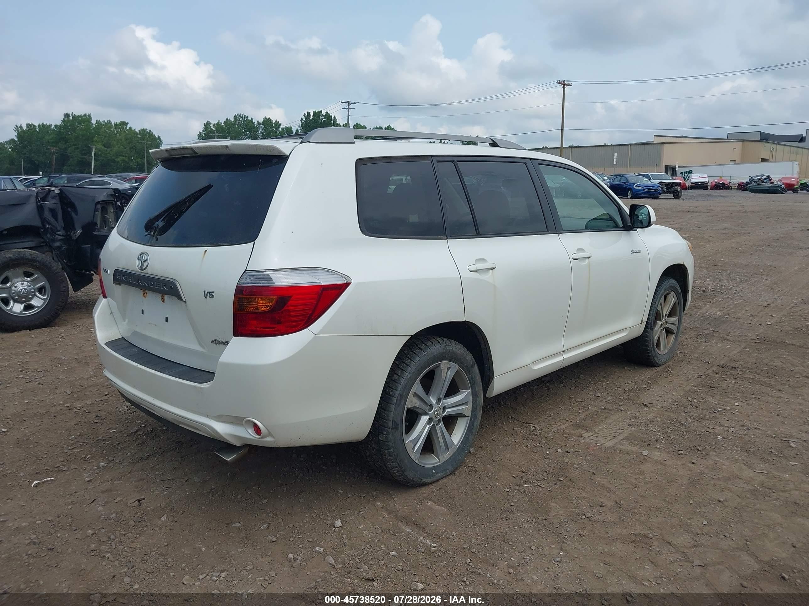 2008 Toyota Highlander Sport White vin: JTEES43A882074807