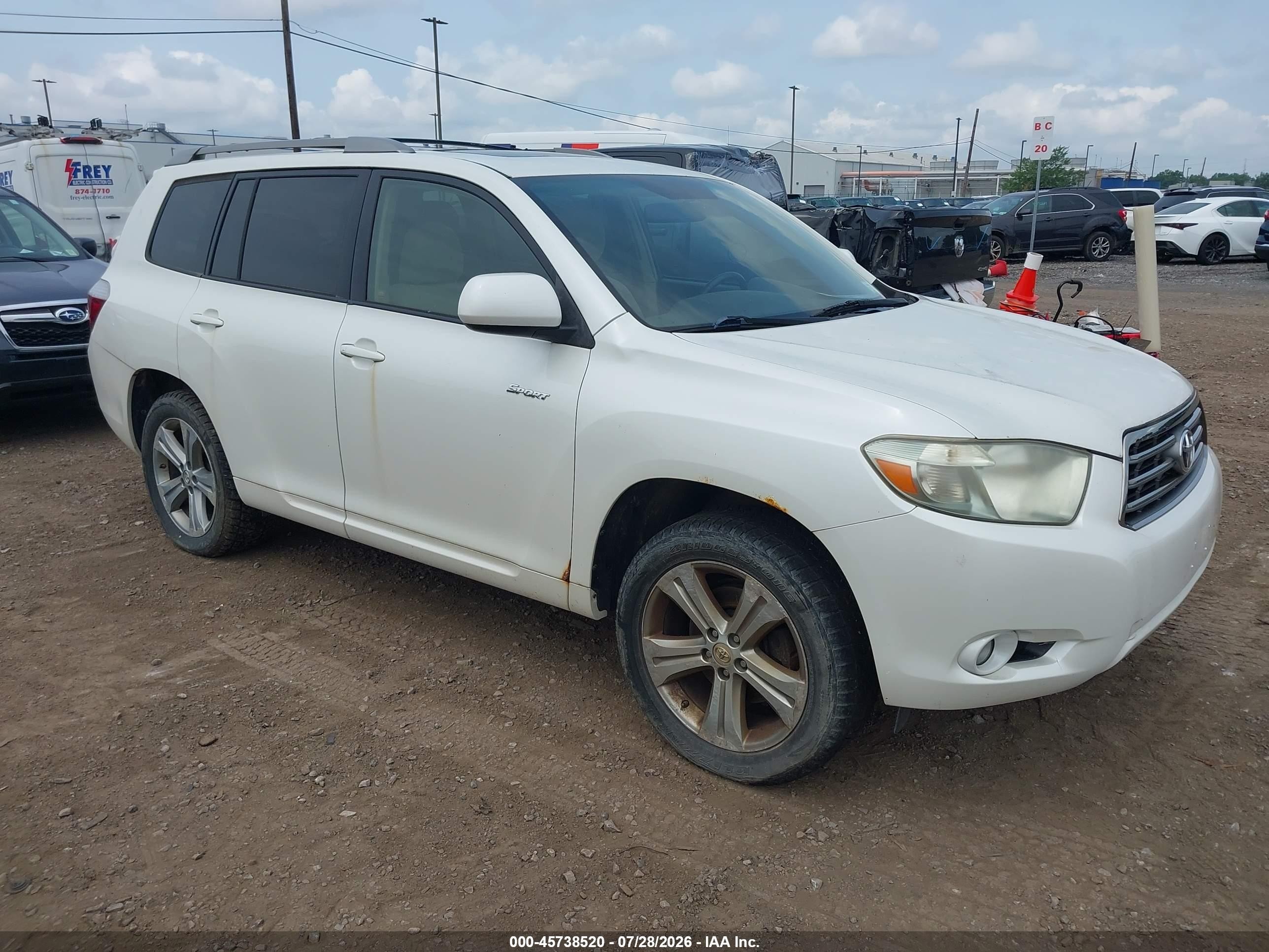 2008 Toyota Highlander Sport White vin: JTEES43A882074807