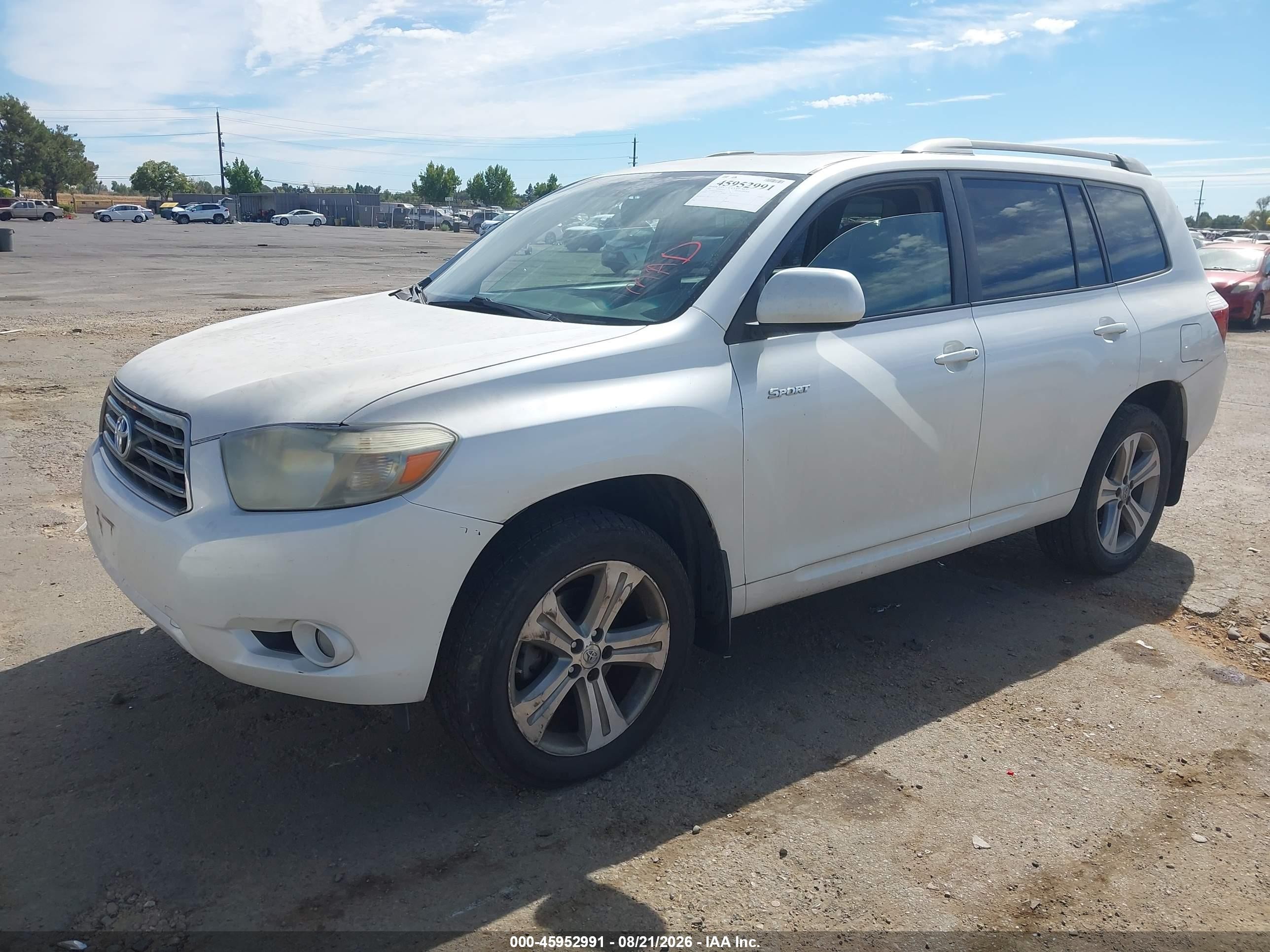 2008 Toyota Highlander Sport White vin: JTEES43A982016592