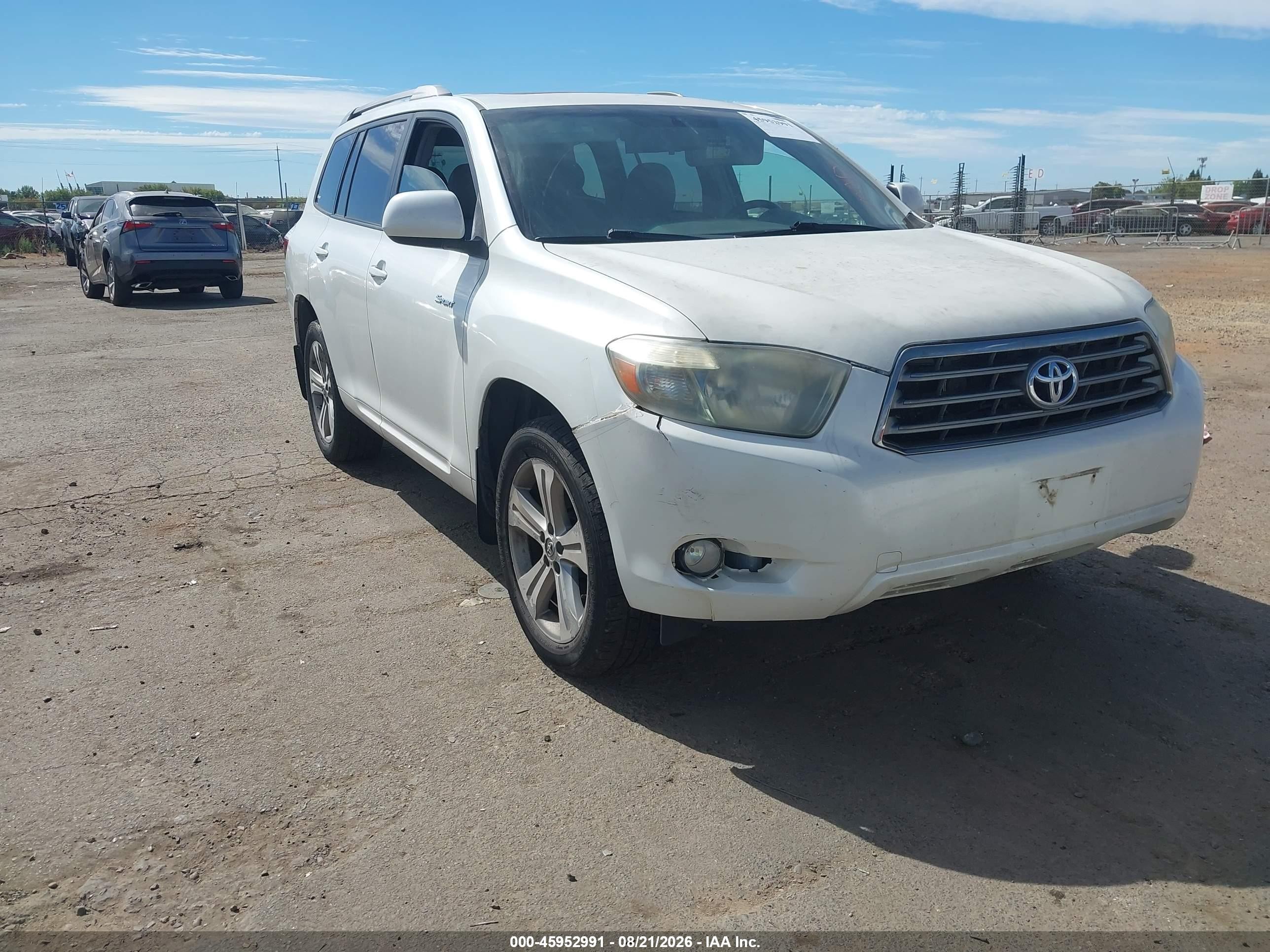 2008 Toyota Highlander Sport White vin: JTEES43A982016592