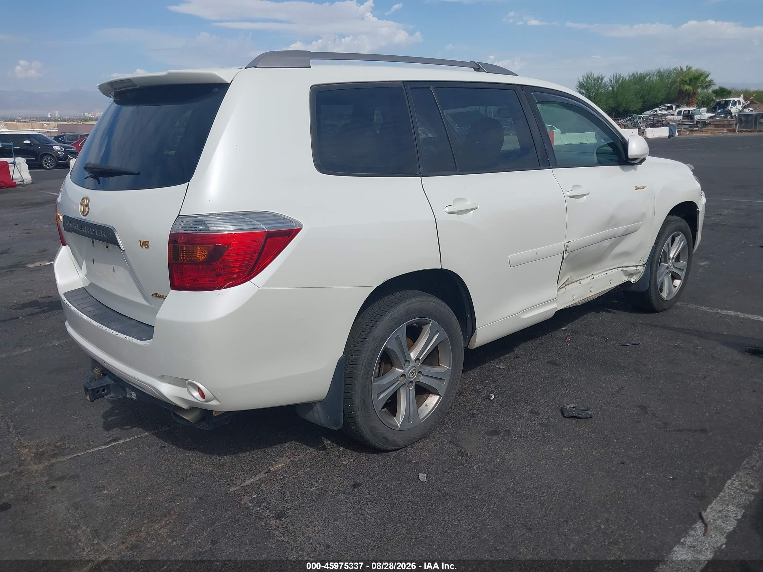 2008 Toyota Highlander Sport White vin: JTEES43A982084777