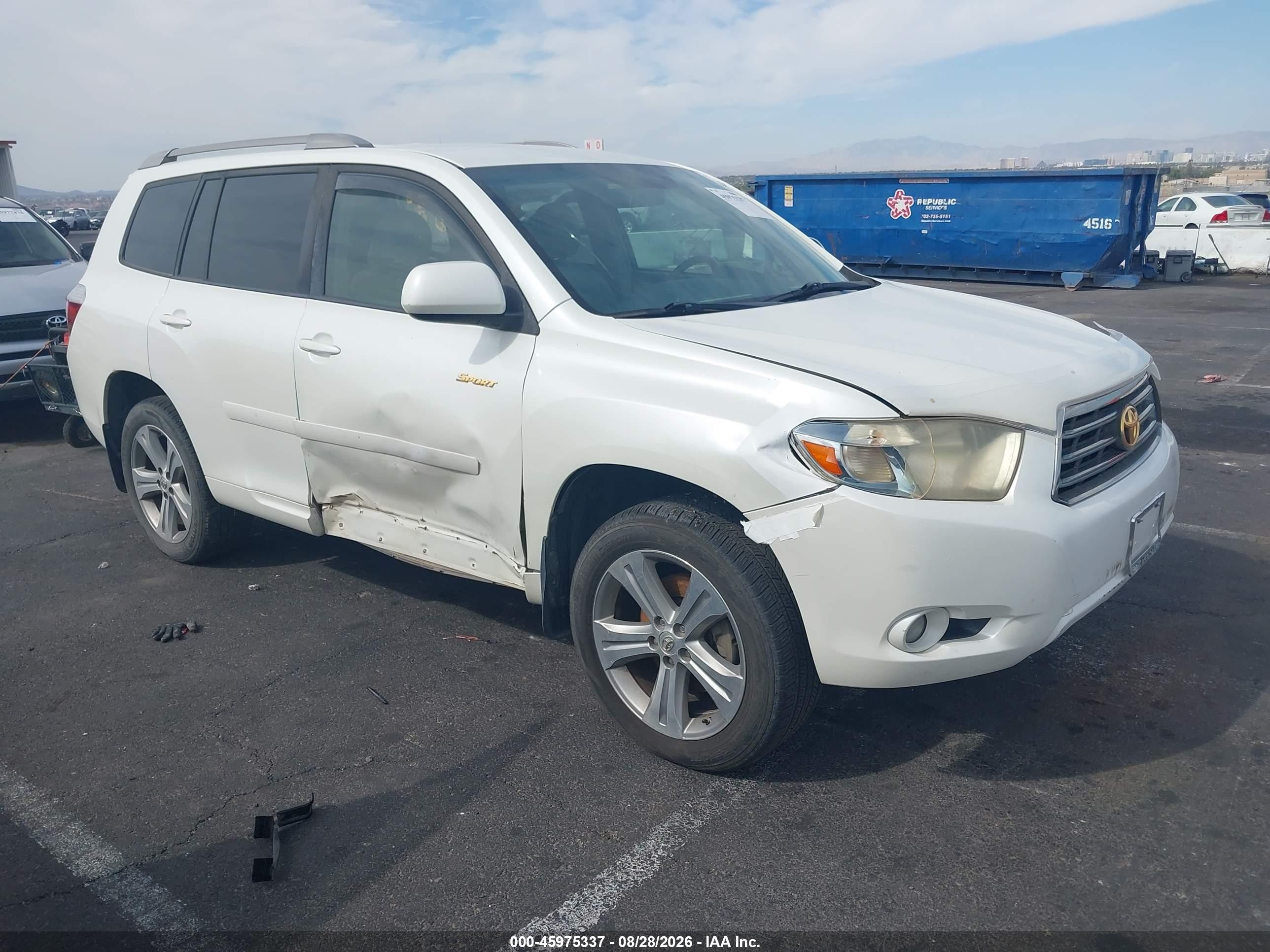 2008 Toyota Highlander Sport White vin: JTEES43A982084777