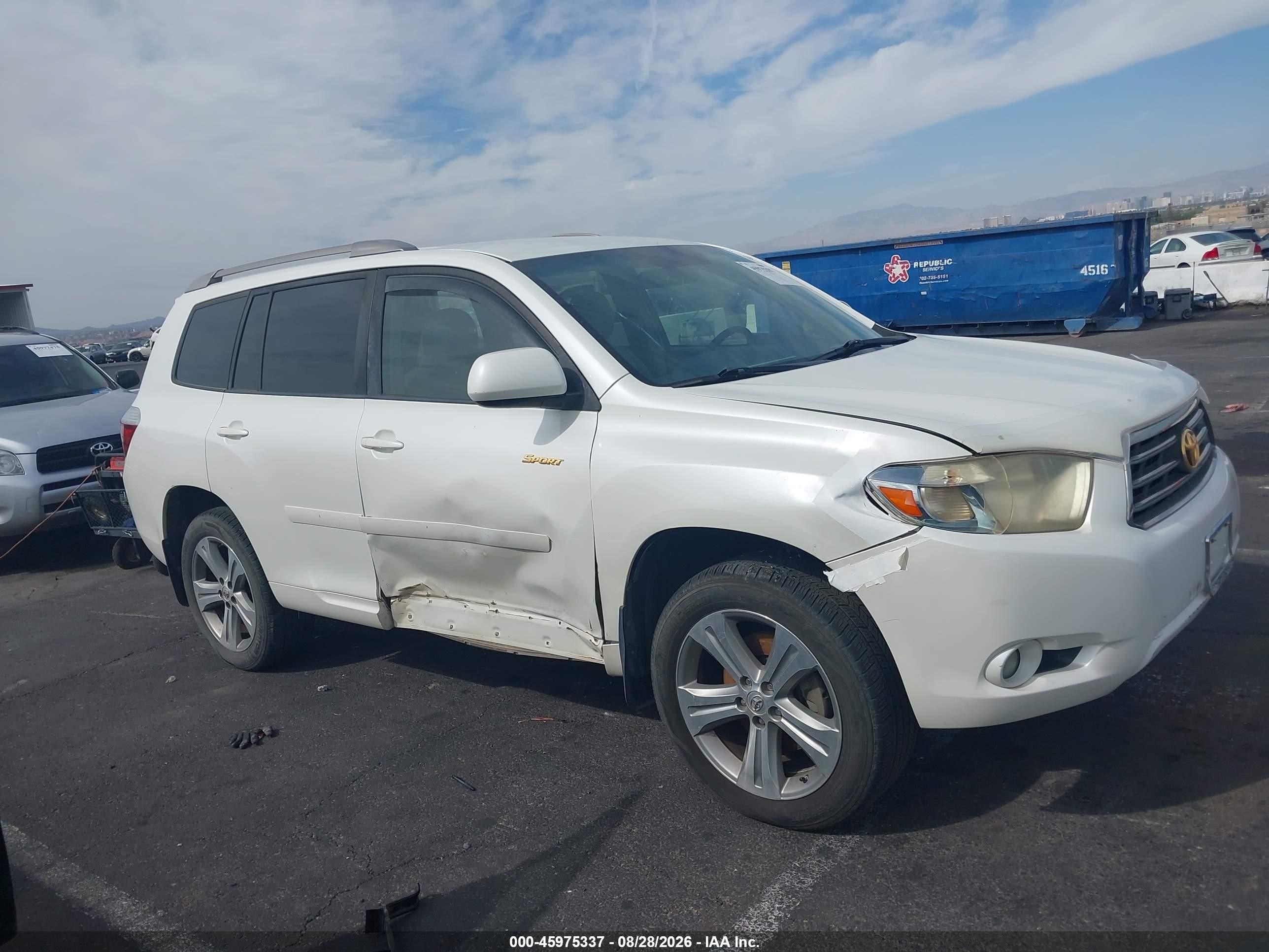 2008 Toyota Highlander Sport White vin: JTEES43A982084777
