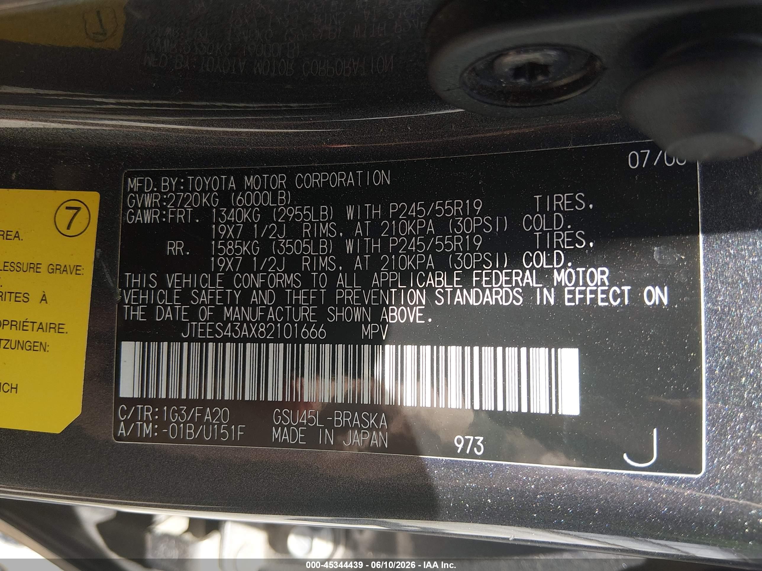 2008 Toyota Highlander Sport Gray vin: JTEES43AX82101666