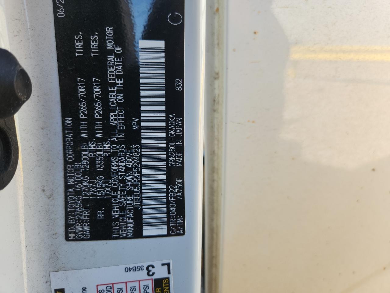 2023 Toyota 4runner Sr5 White vin: JTEEU5JR2P5294823