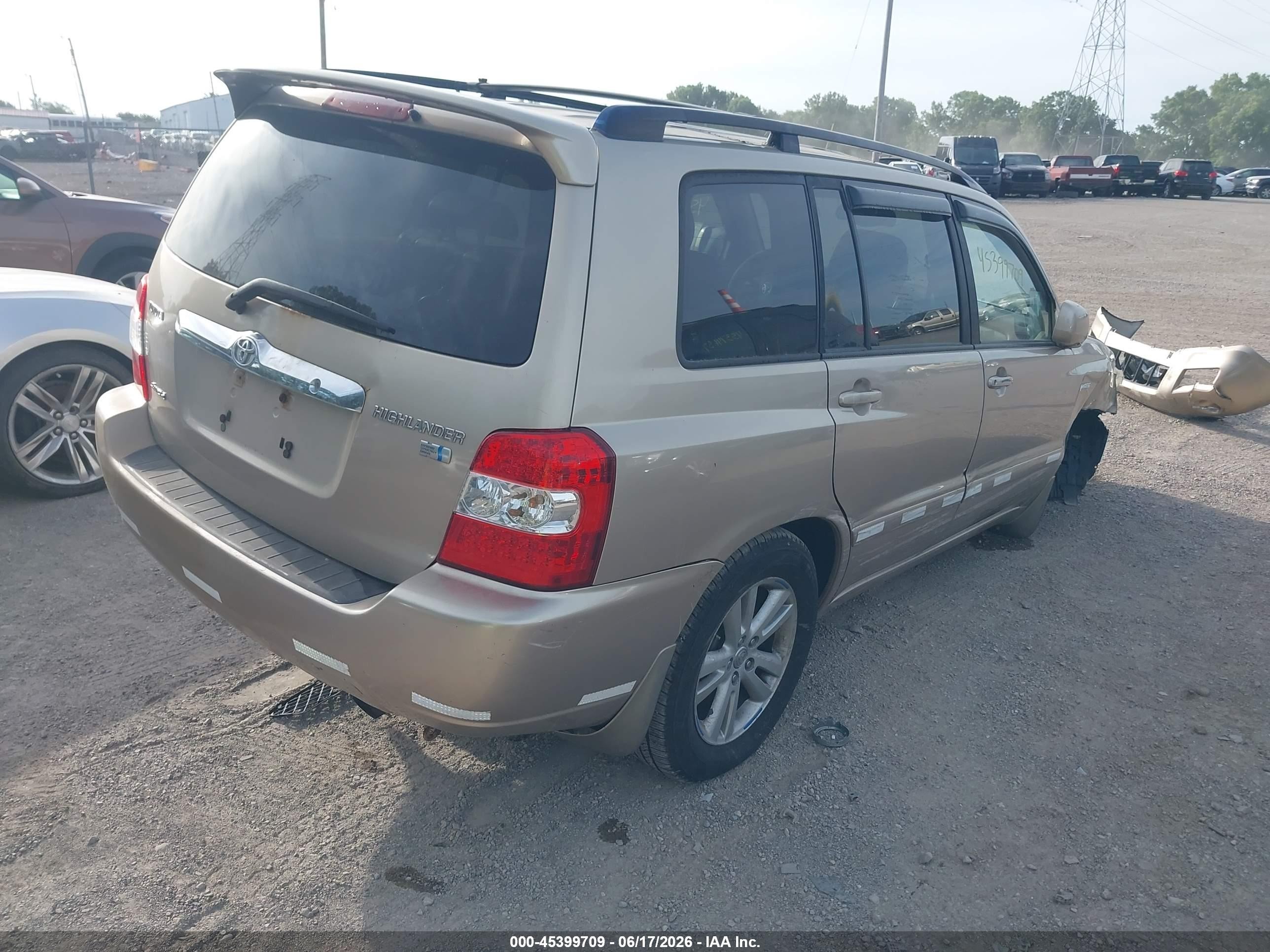 2006 Toyota Highlander Hybrid Limited V6 Gold vin: JTEEW21A360012512