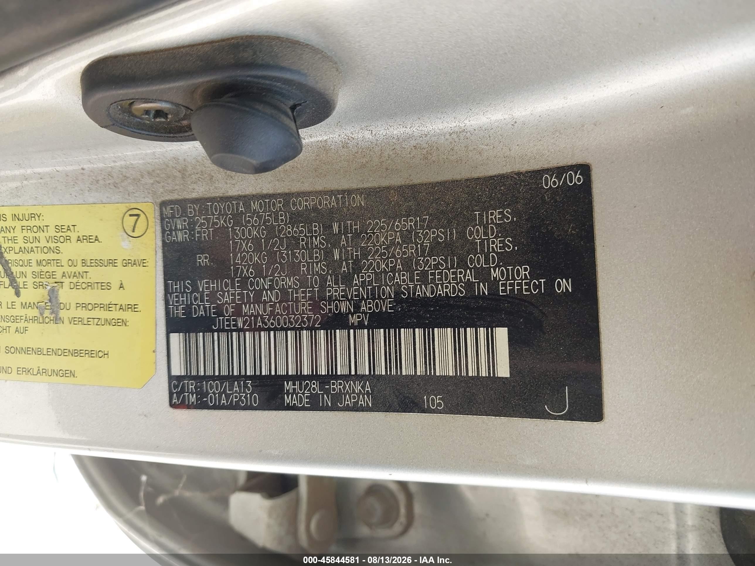 2006 Toyota Highlander Hybrid Limited V6 Silver vin: JTEEW21A360032372