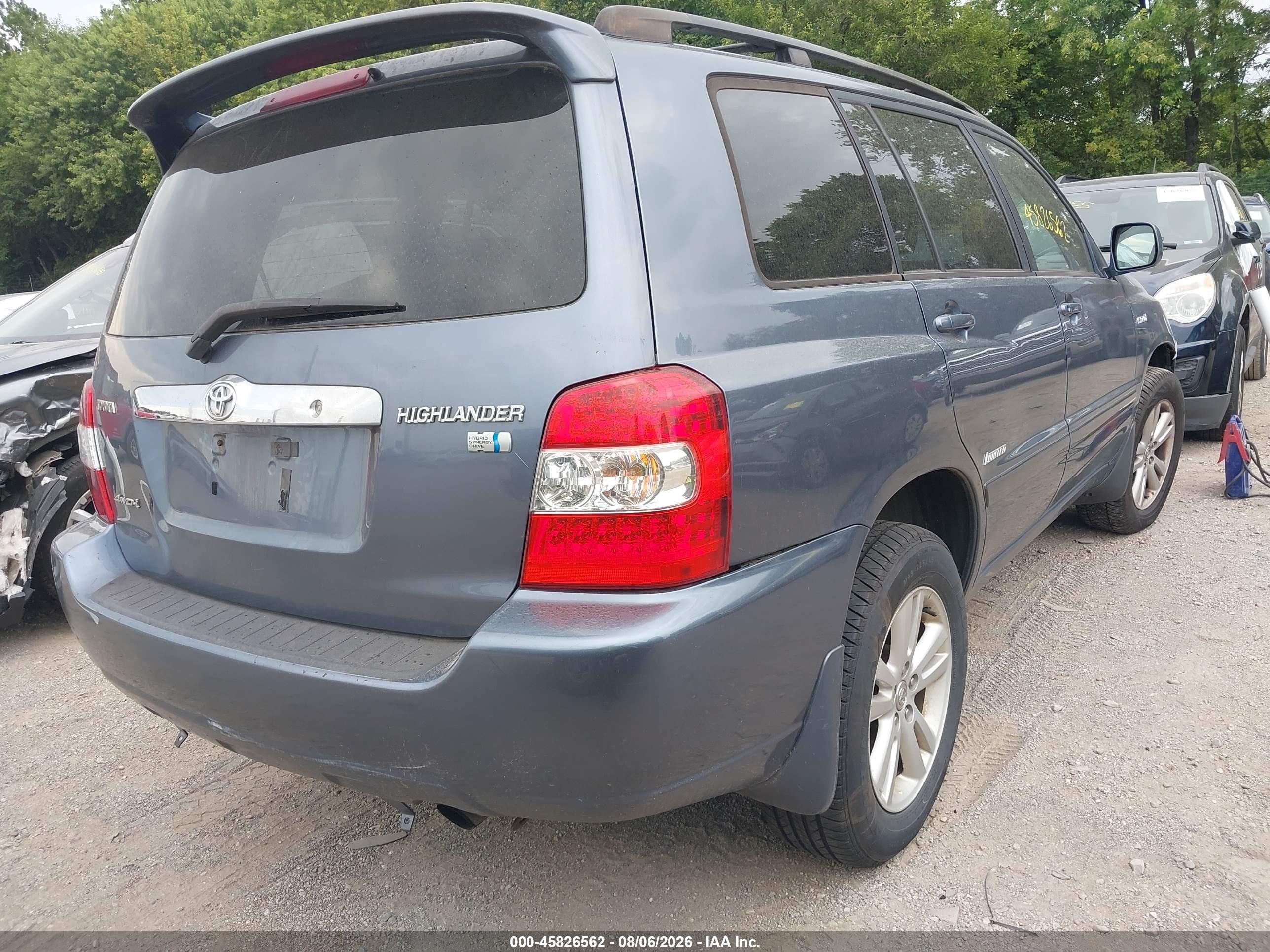 2006 Toyota Highlander Hybrid Limited V6 Blue vin: JTEEW21A860023313