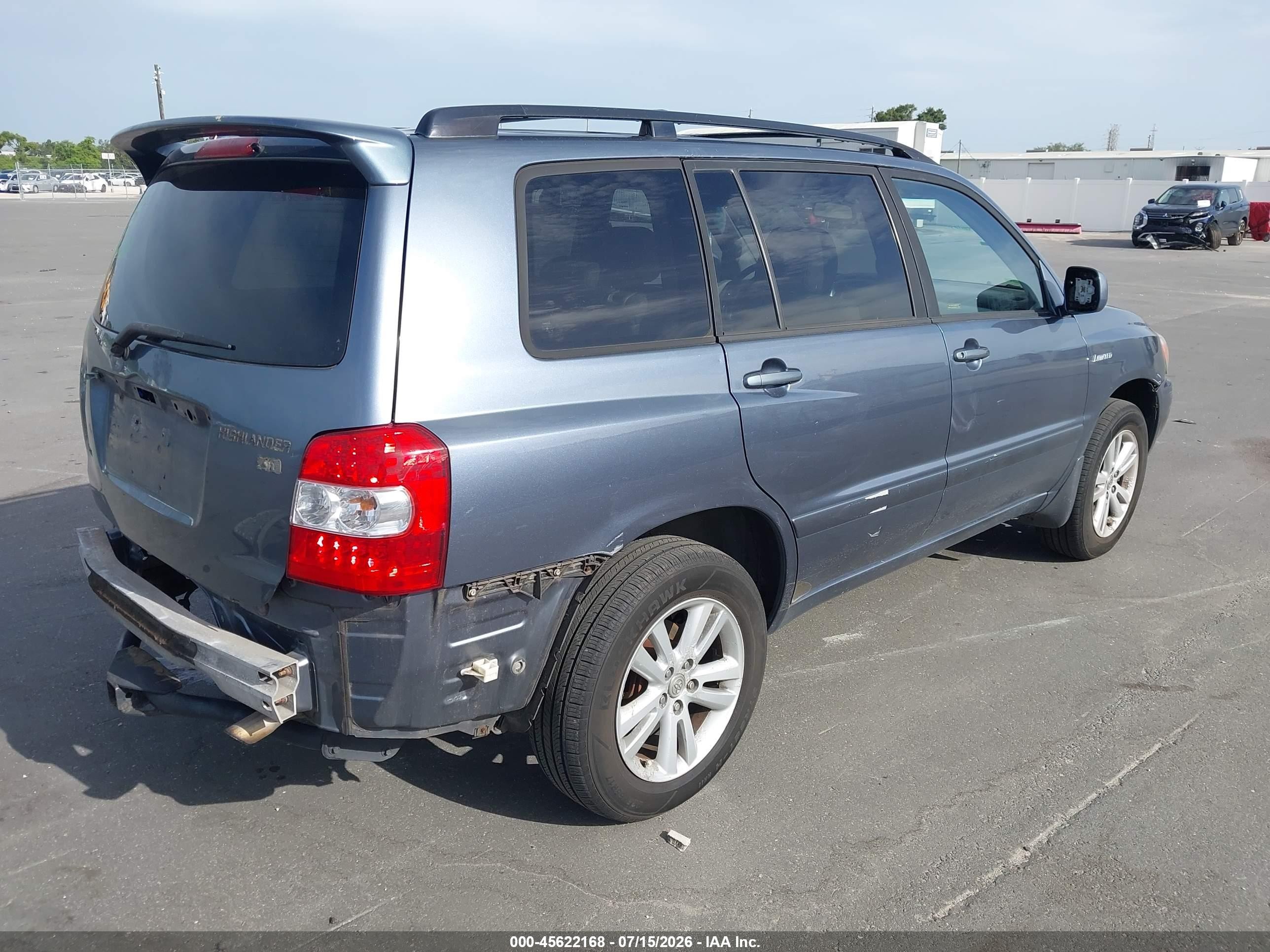 2006 Toyota Highlander Hybrid Limited V6 Light Blue vin: JTEEW21A960010893
