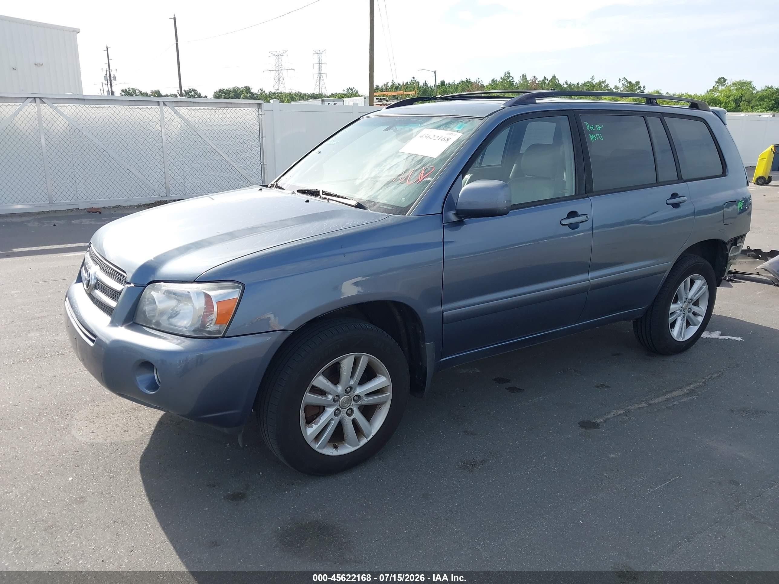 2006 Toyota Highlander Hybrid Limited V6 Light Blue vin: JTEEW21A960010893
