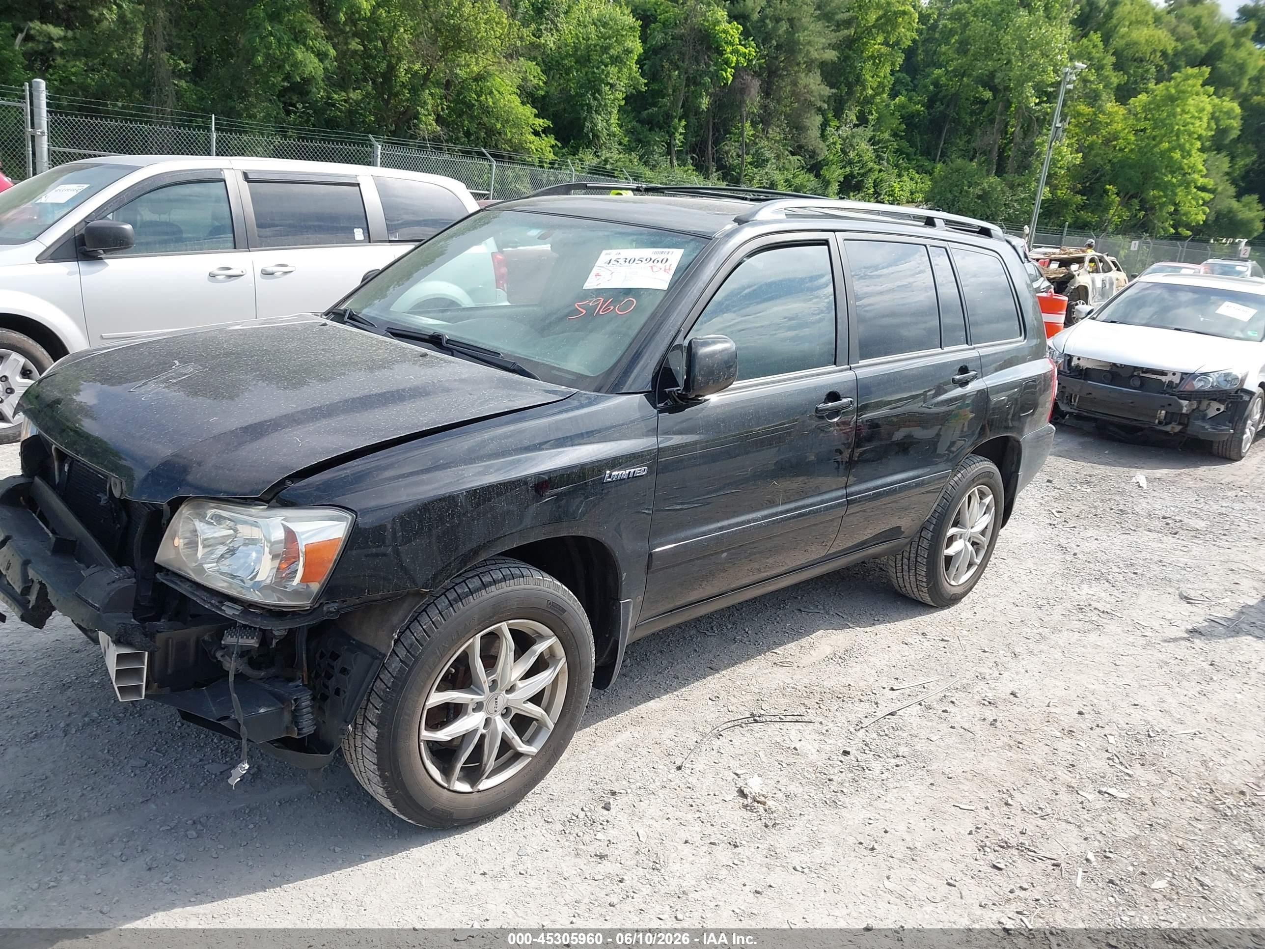 2006 Toyota Highlander Hybrid Limited V6 Black vin: JTEEW21AX60002656