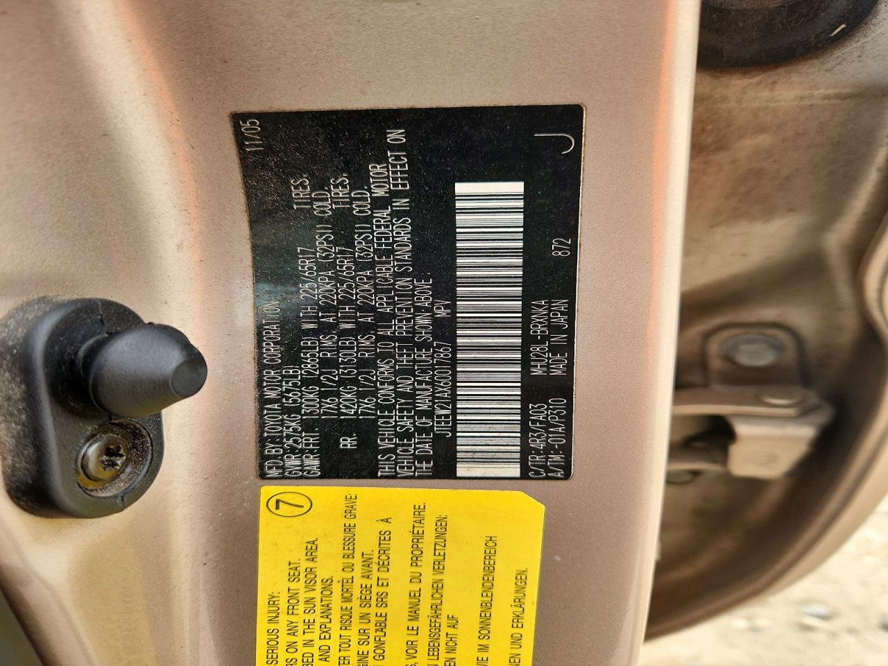 2006 Toyota Highlander Hybrid Tan vin: JTEEW21AX60017867