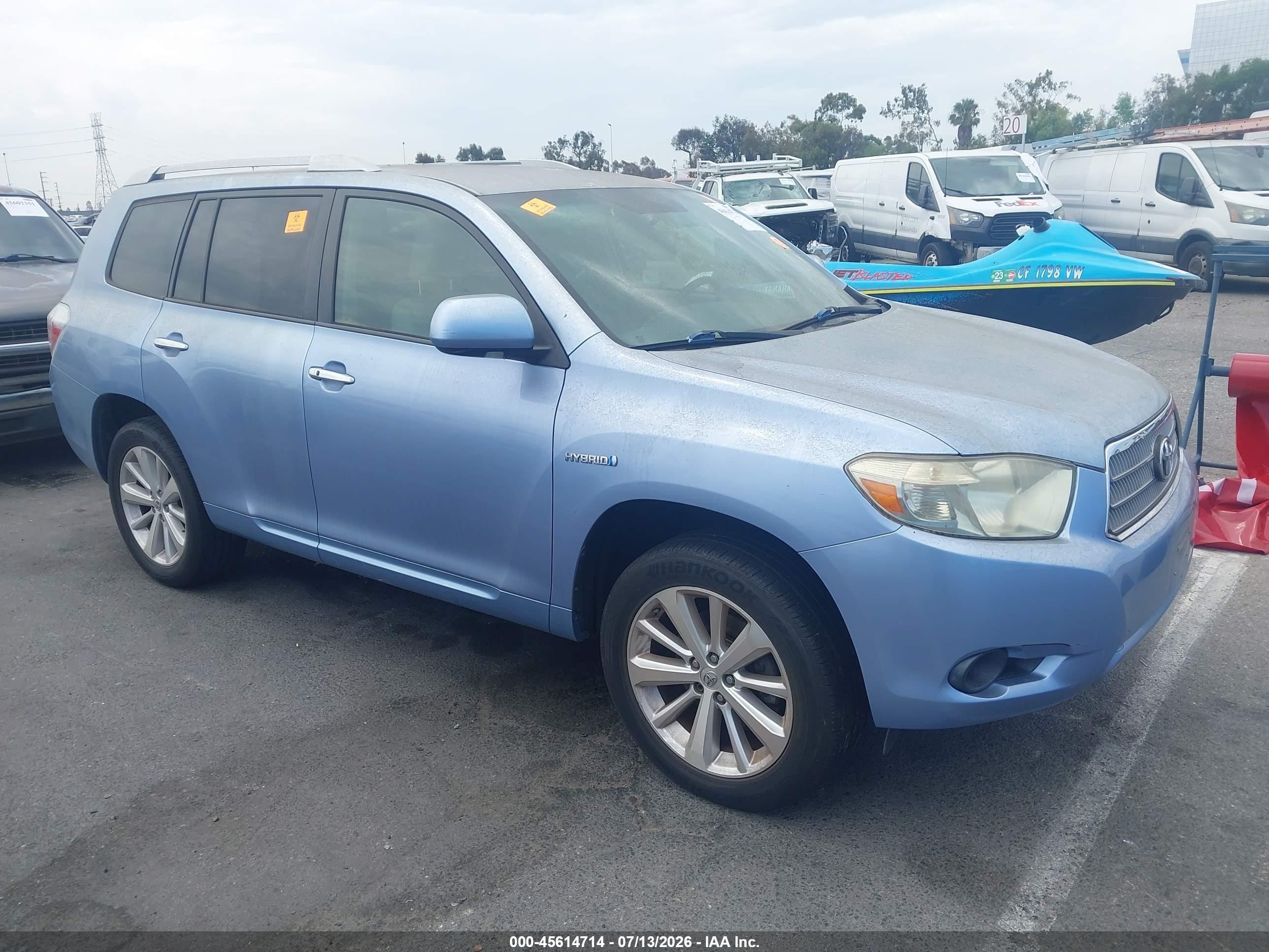 2008 Toyota Highlander Hybrid   Blue vin: JTEEW41A882010239