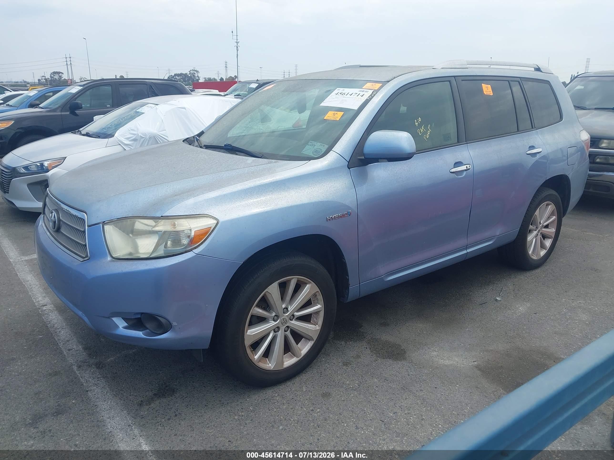2008 Toyota Highlander Hybrid   Blue vin: JTEEW41A882010239