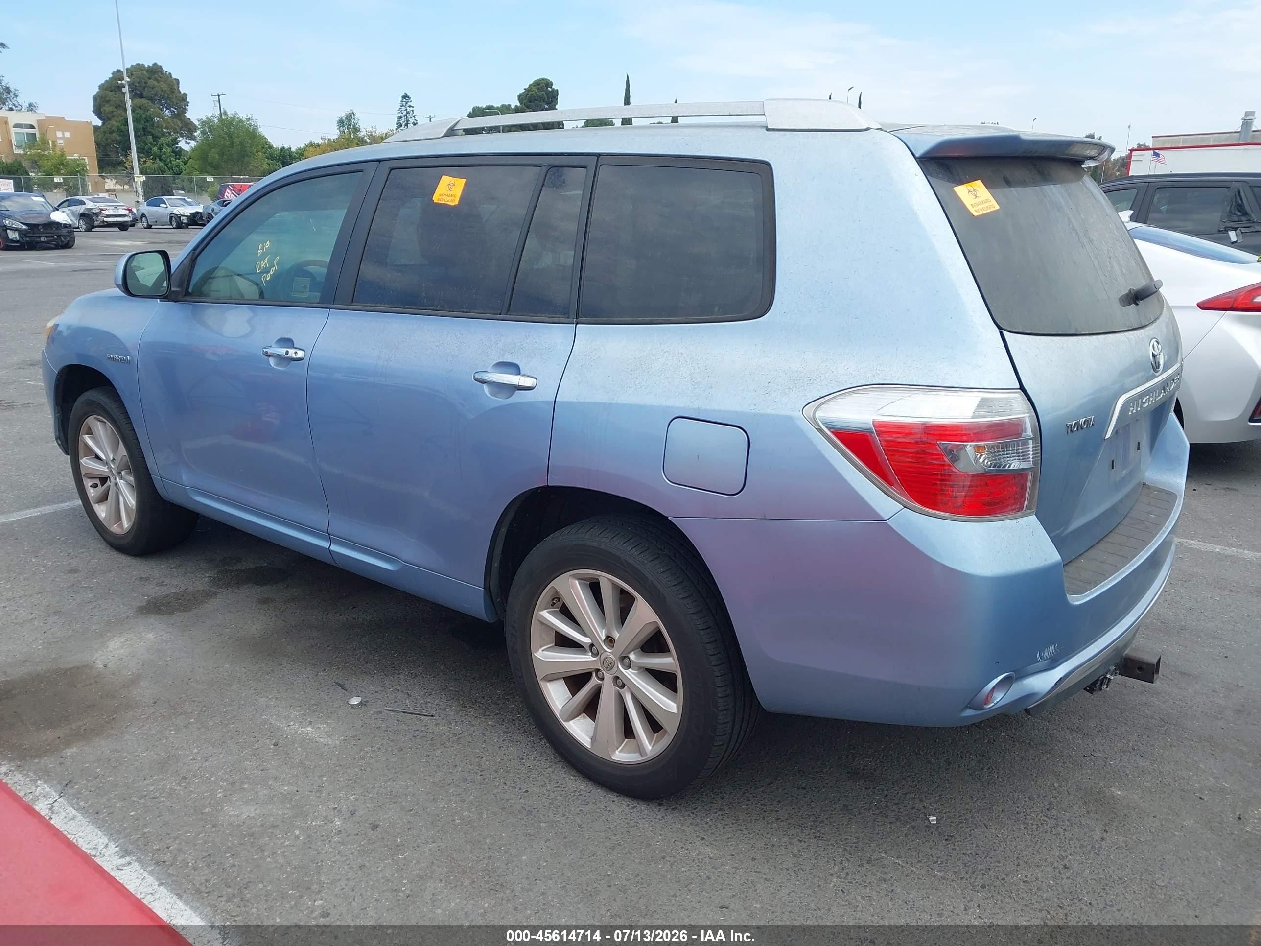 2008 Toyota Highlander Hybrid   Blue vin: JTEEW41A882010239