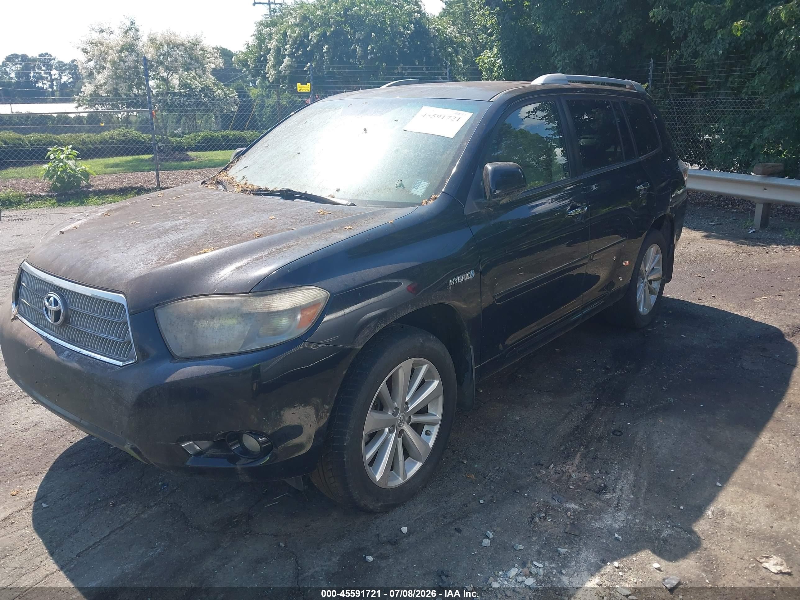 2008 Toyota Highlander Hybrid Limited Black vin: JTEEW44A082025684
