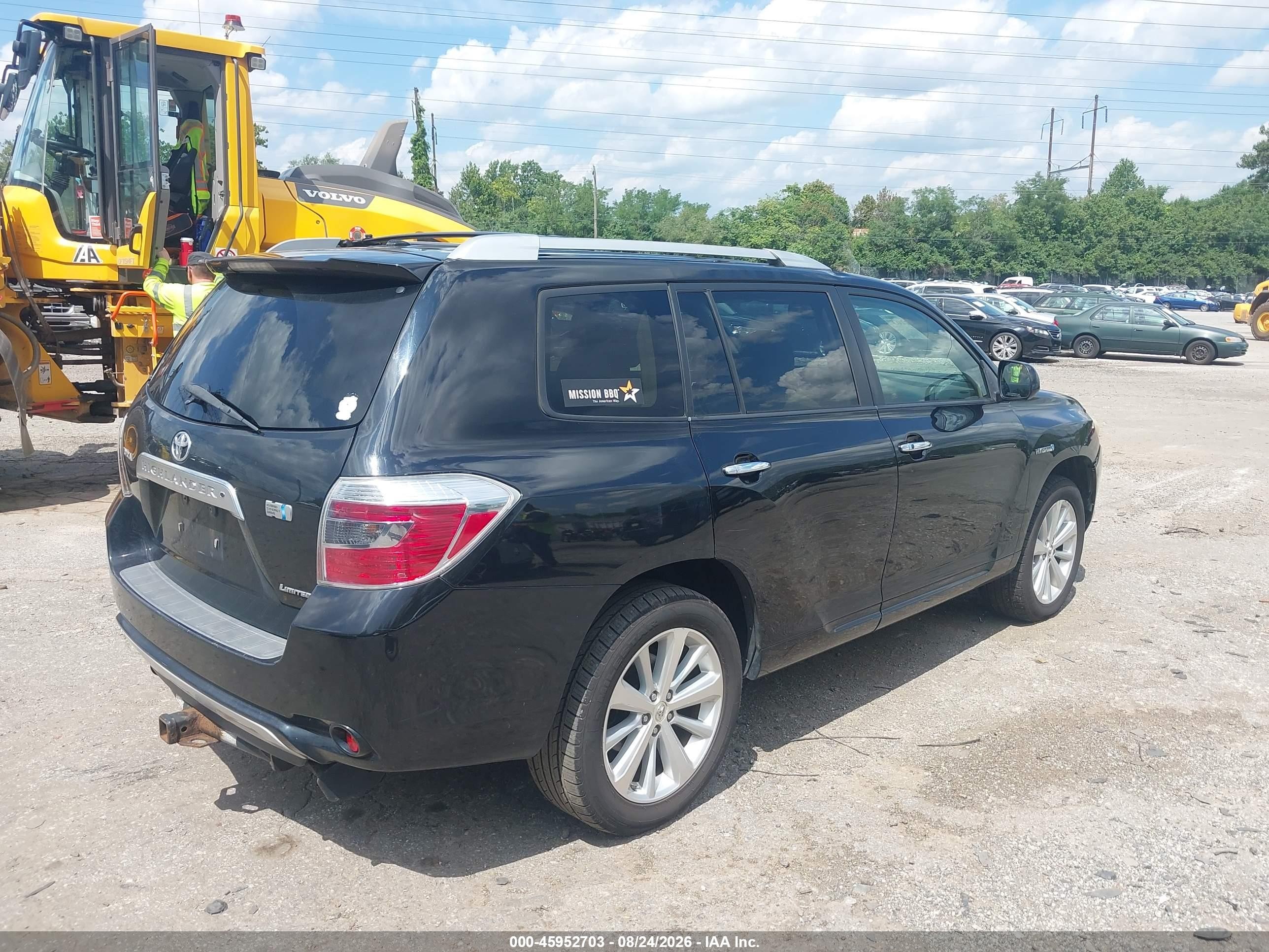 2009 Toyota Highlander Hybrid Limited Black vin: JTEEW44A092028330