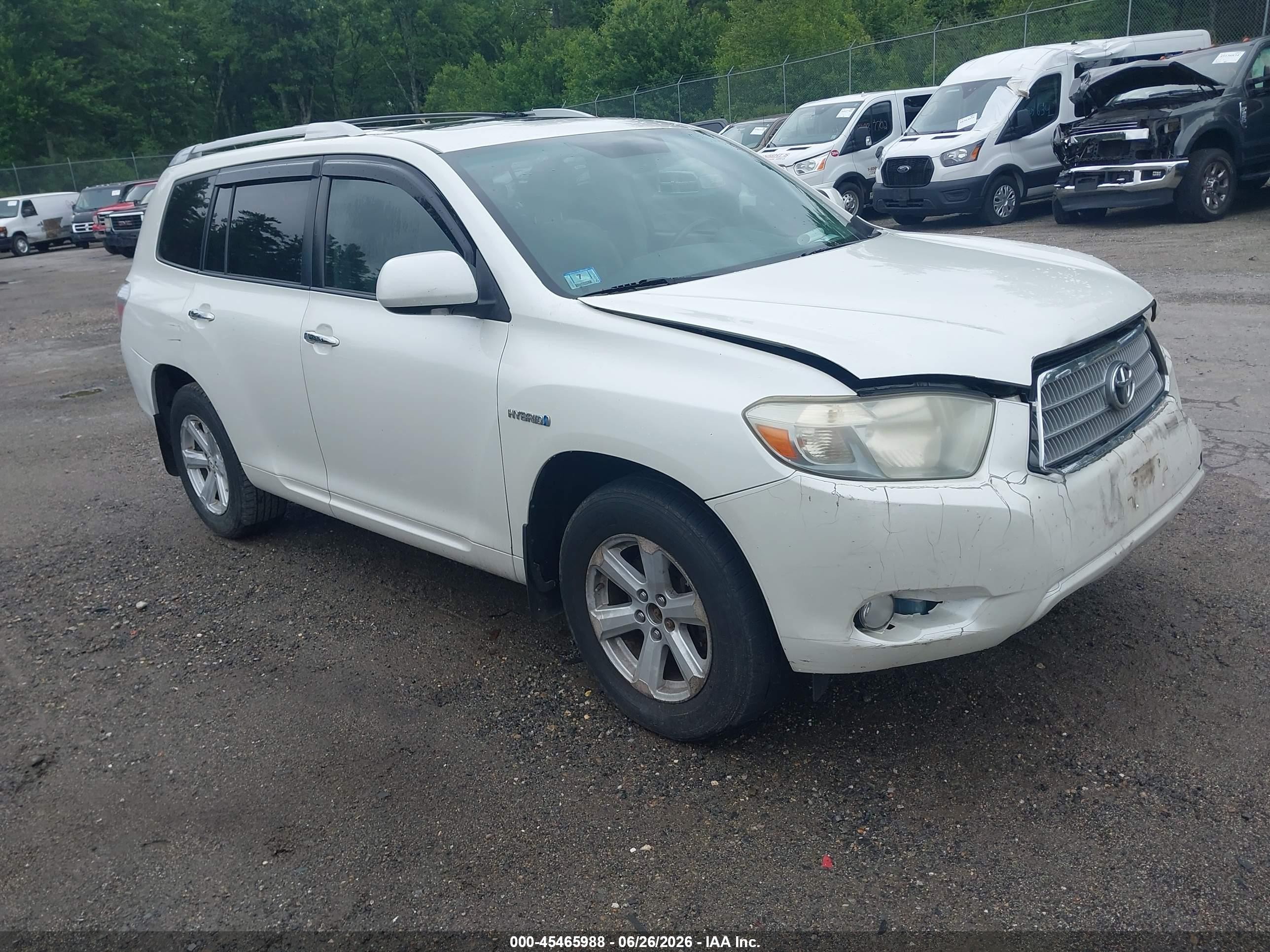 2009 Toyota Highlander Hybrid Limited White vin: JTEEW44A092035407