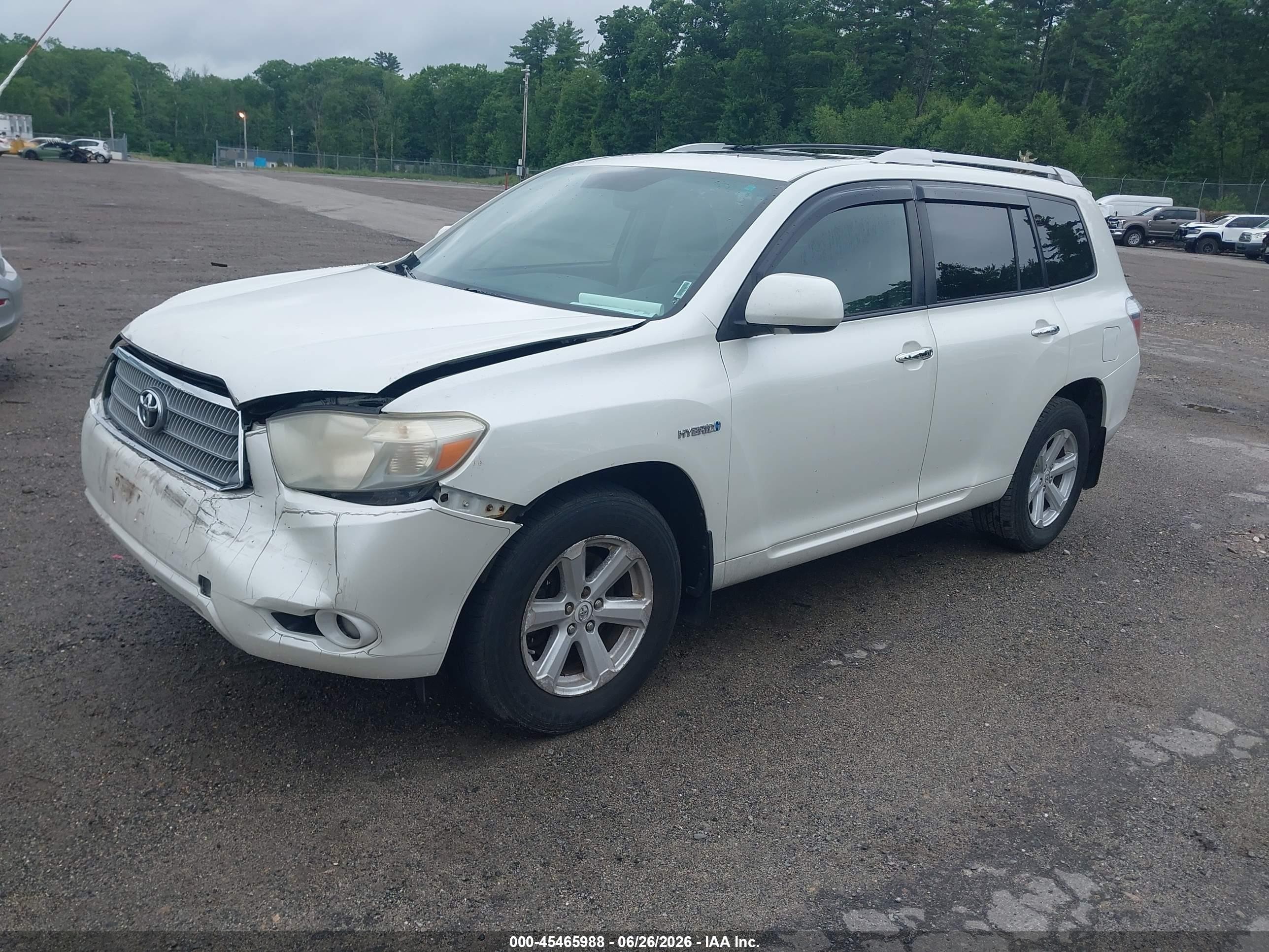 2009 Toyota Highlander Hybrid Limited White vin: JTEEW44A092035407