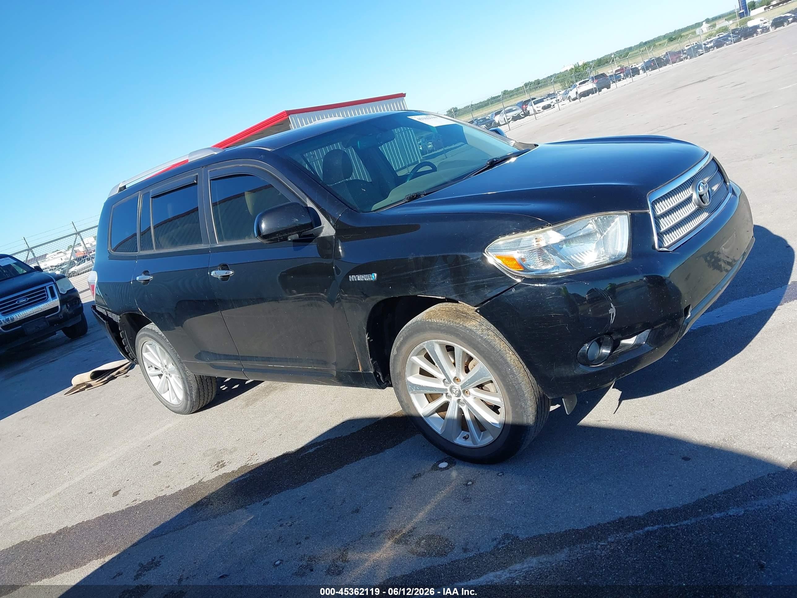 2008 Toyota Highlander Hybrid Limited Black vin: JTEEW44A382019734