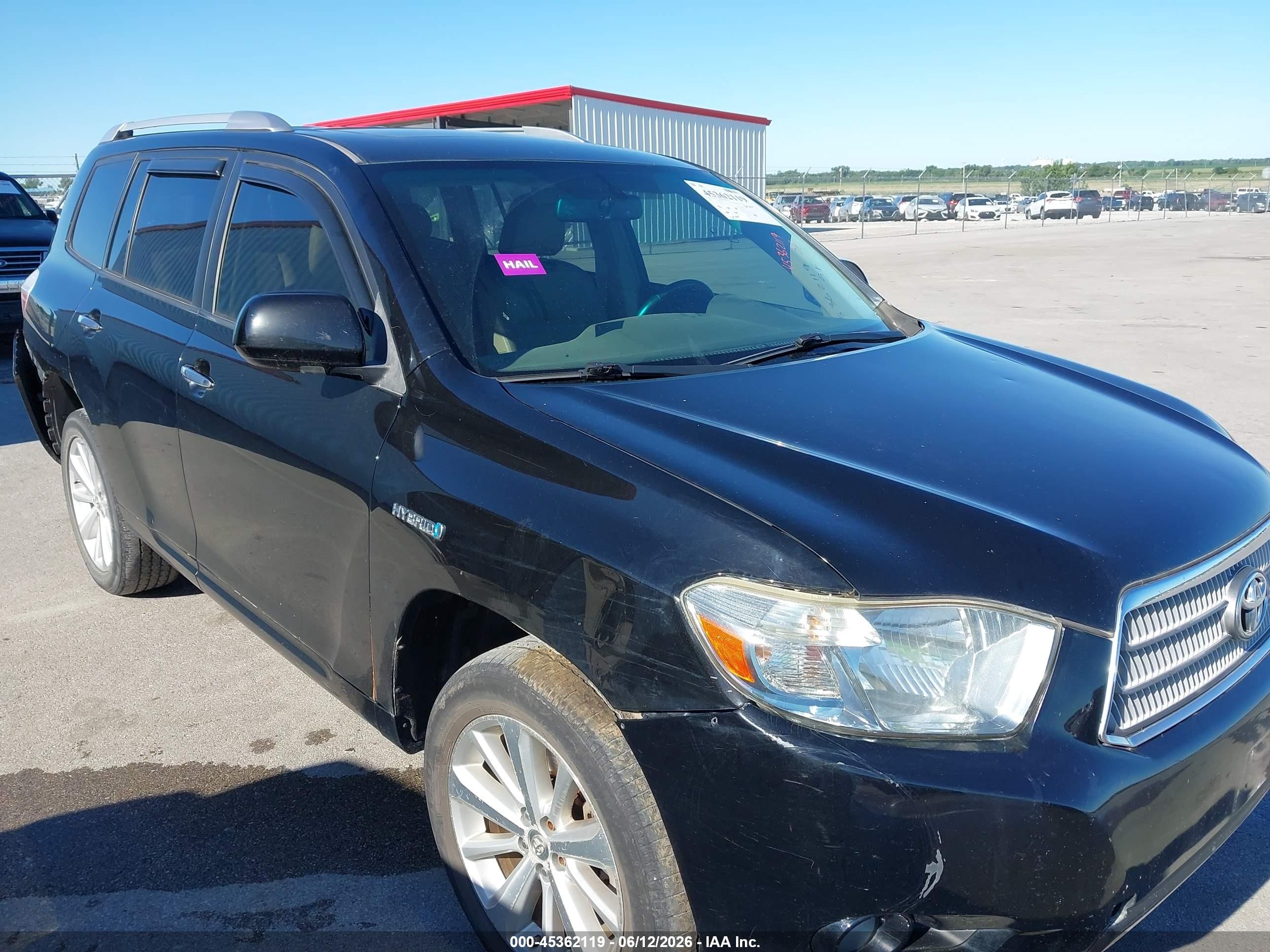 2008 Toyota Highlander Hybrid Limited Black vin: JTEEW44A382019734