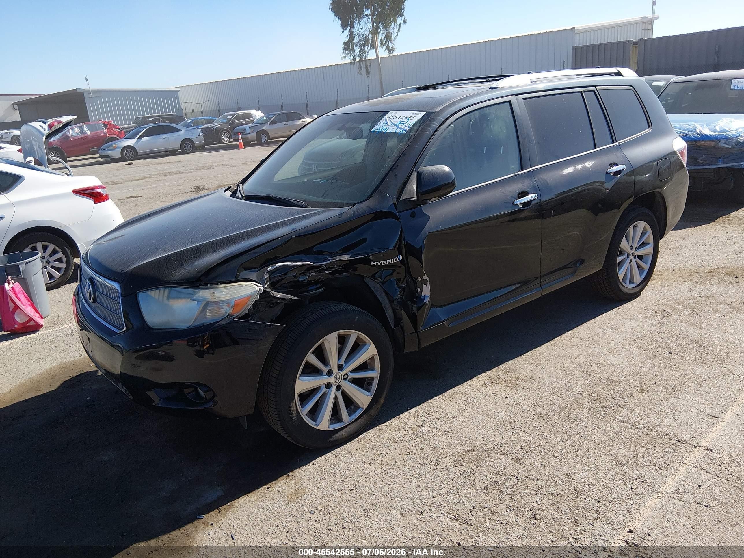 2008 Toyota Highlander Hybrid Limited Black vin: JTEEW44A482020715