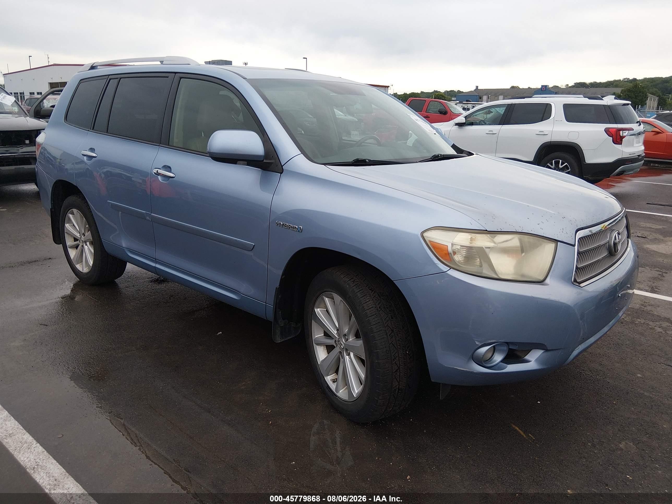 2008 Toyota Highlander Hybrid Limited Light Blue vin: JTEEW44A582022361