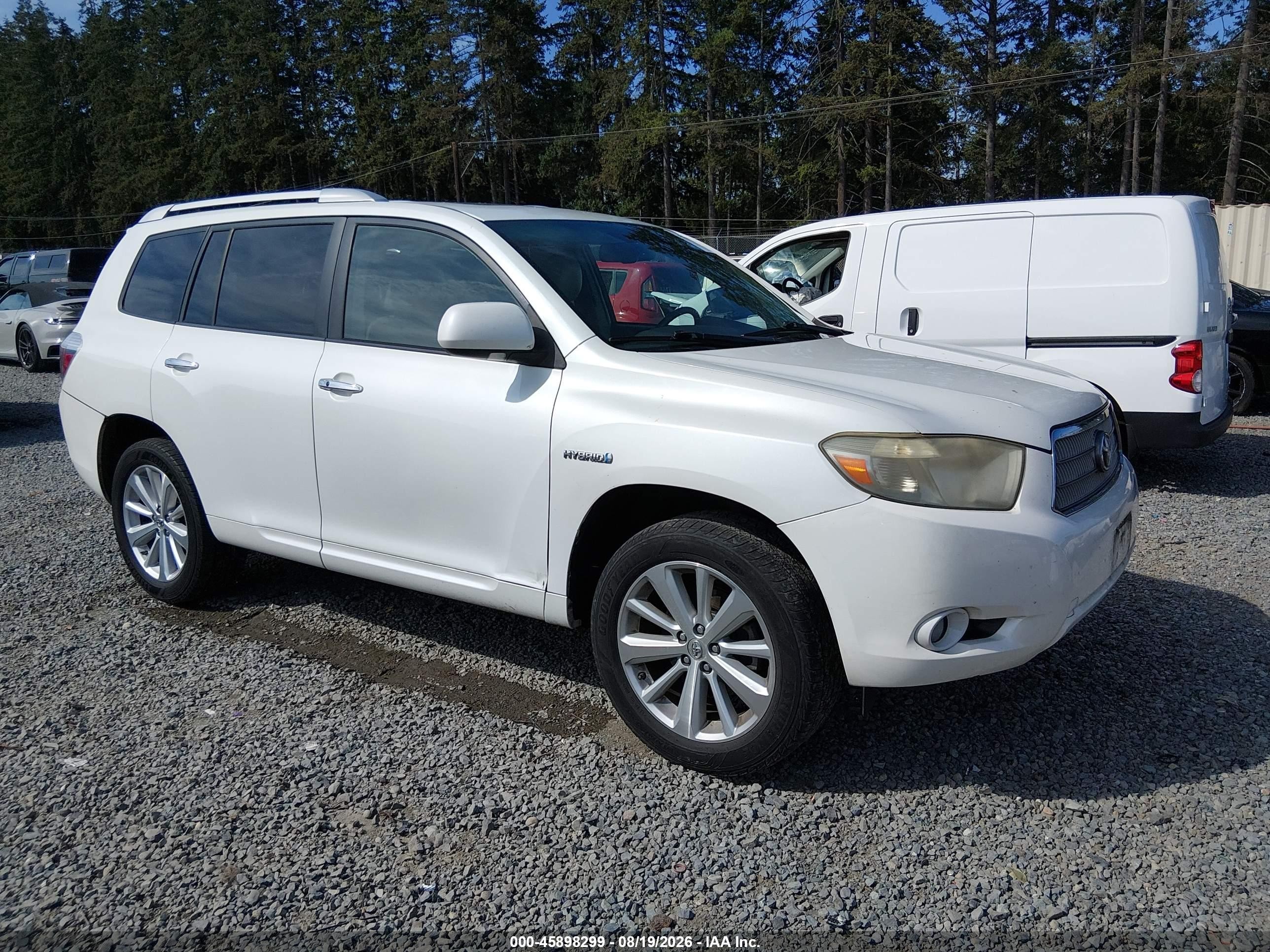 2009 Toyota Highlander Hybrid Limited White vin: JTEEW44A592028324
