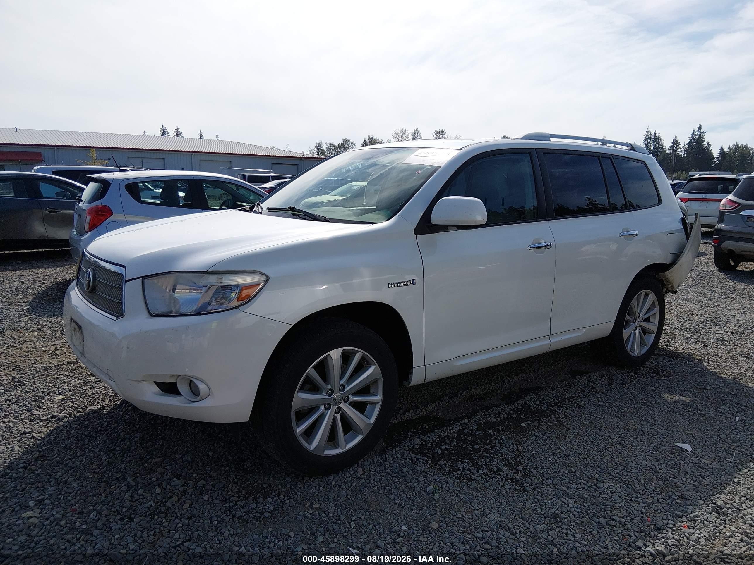 2009 Toyota Highlander Hybrid Limited White vin: JTEEW44A592028324