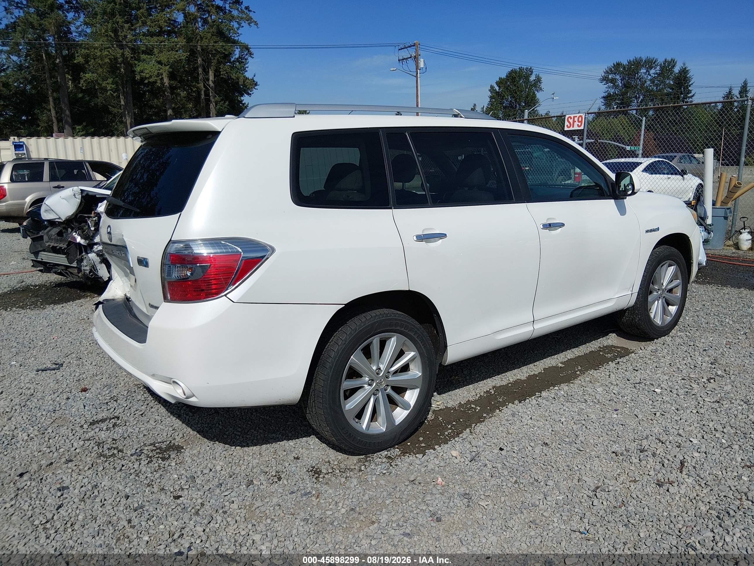 2009 Toyota Highlander Hybrid Limited White vin: JTEEW44A592028324