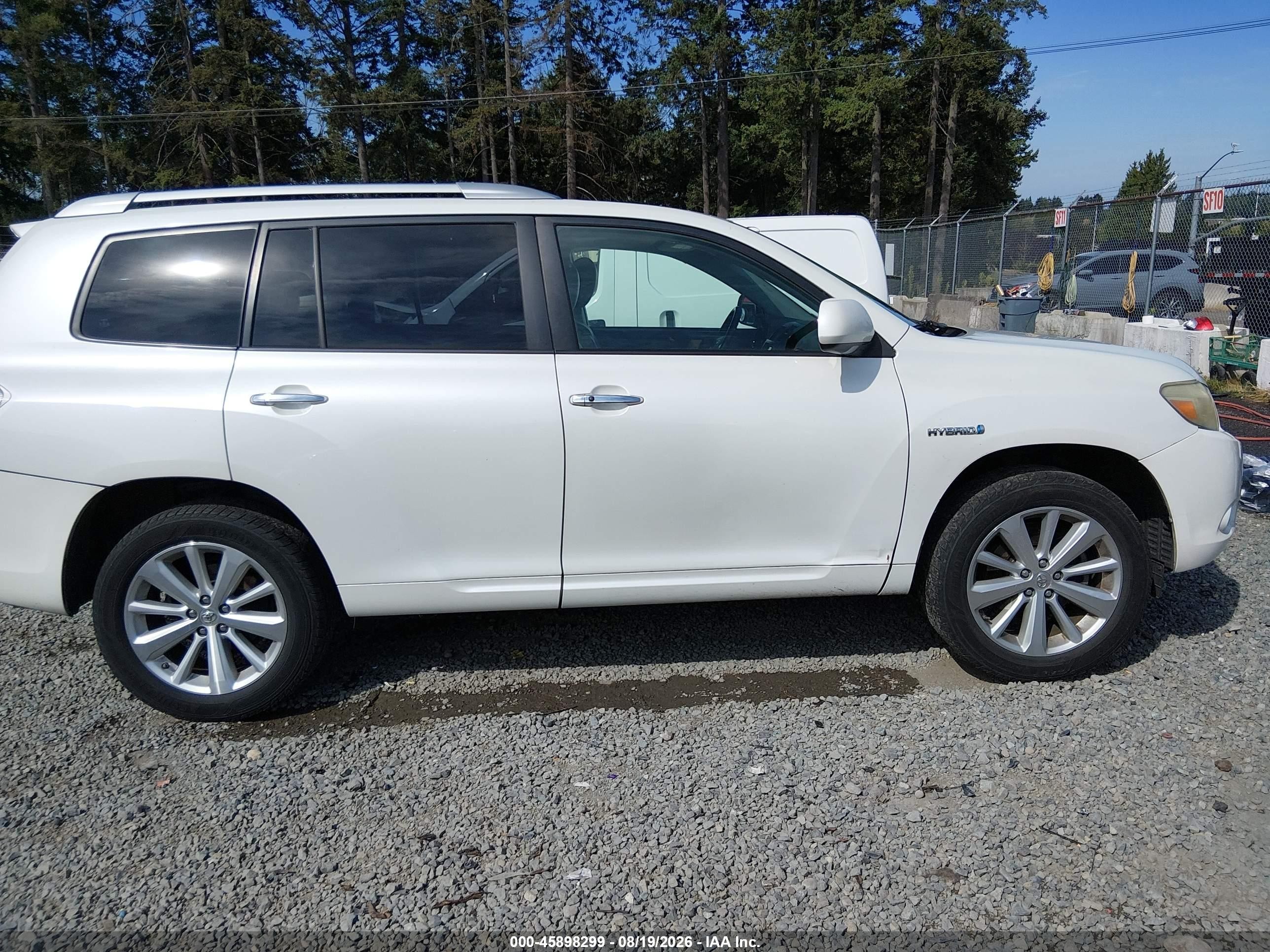 2009 Toyota Highlander Hybrid Limited White vin: JTEEW44A592028324
