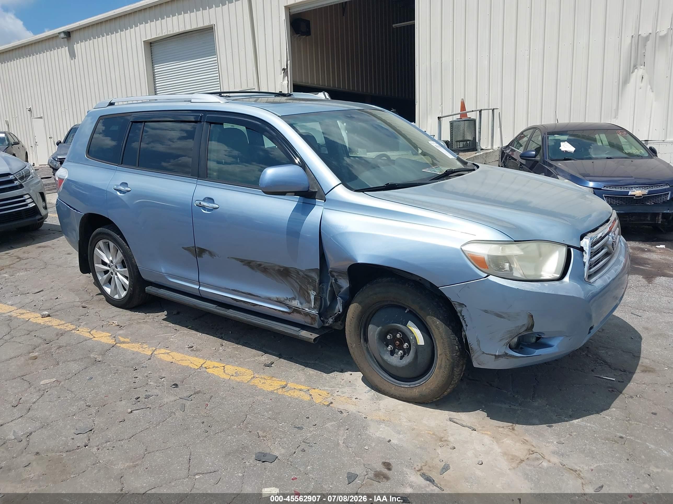 2008 Toyota Highlander Hybrid Limited Blue vin: JTEEW44A782012219