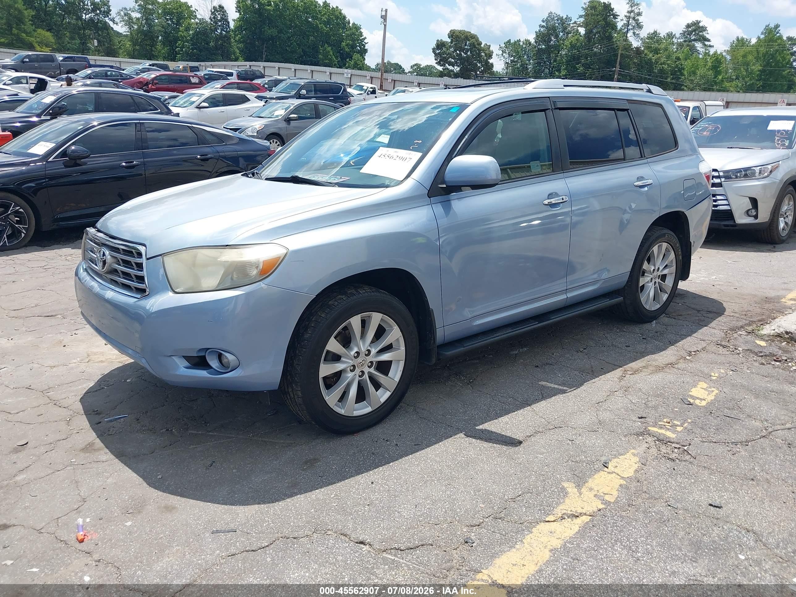 2008 Toyota Highlander Hybrid Limited Blue vin: JTEEW44A782012219
