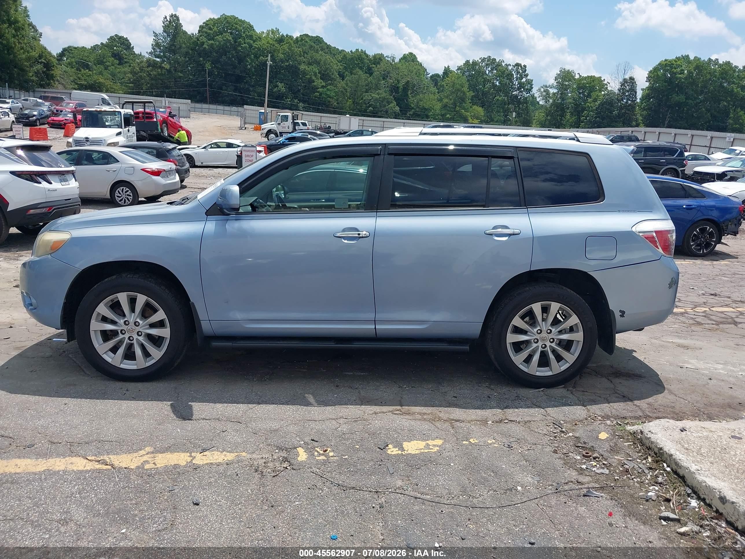 2008 Toyota Highlander Hybrid Limited Blue vin: JTEEW44A782012219