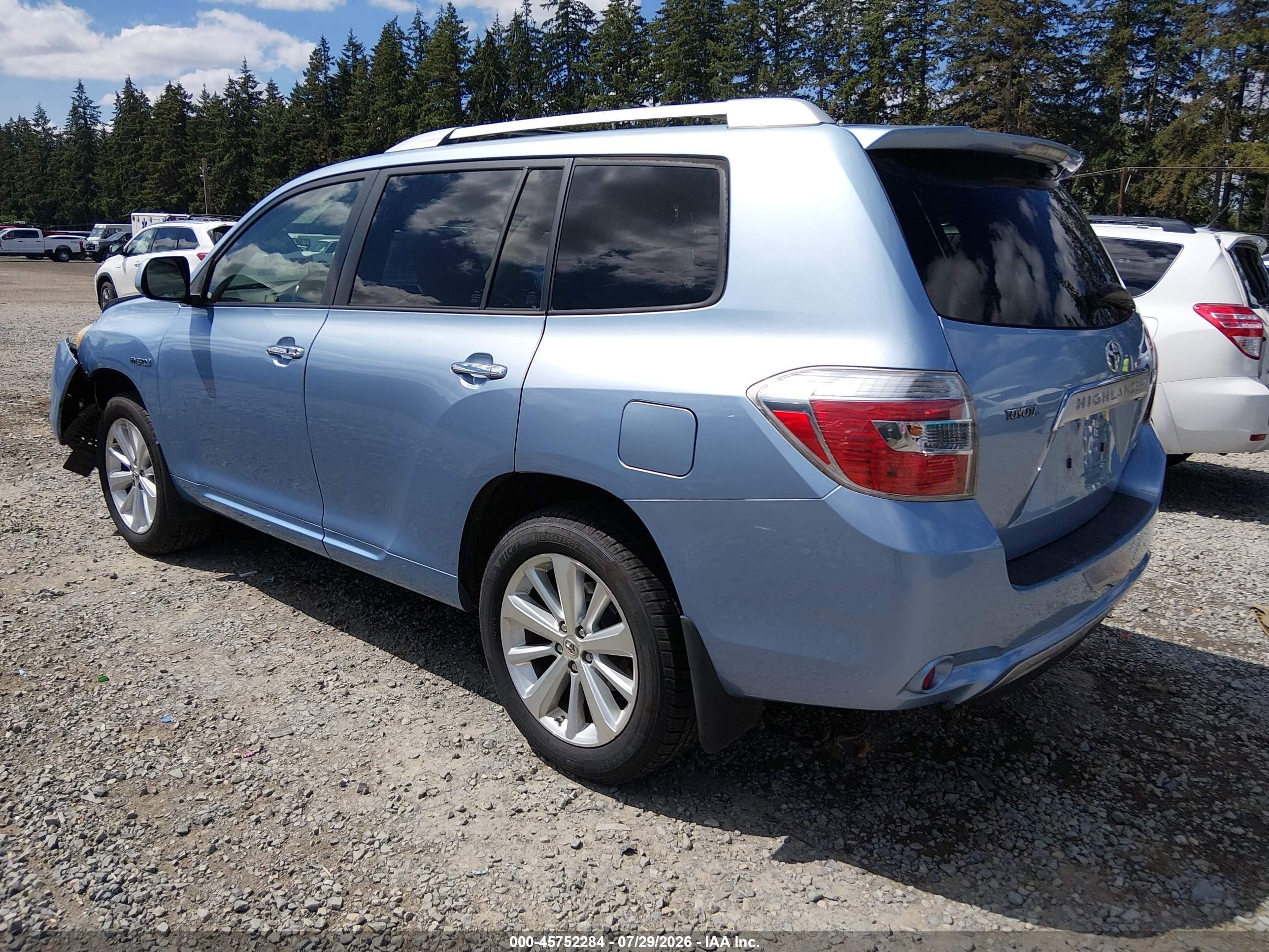2008 Toyota Highlander Hybrid Limited Light Blue vin: JTEEW44A782012284