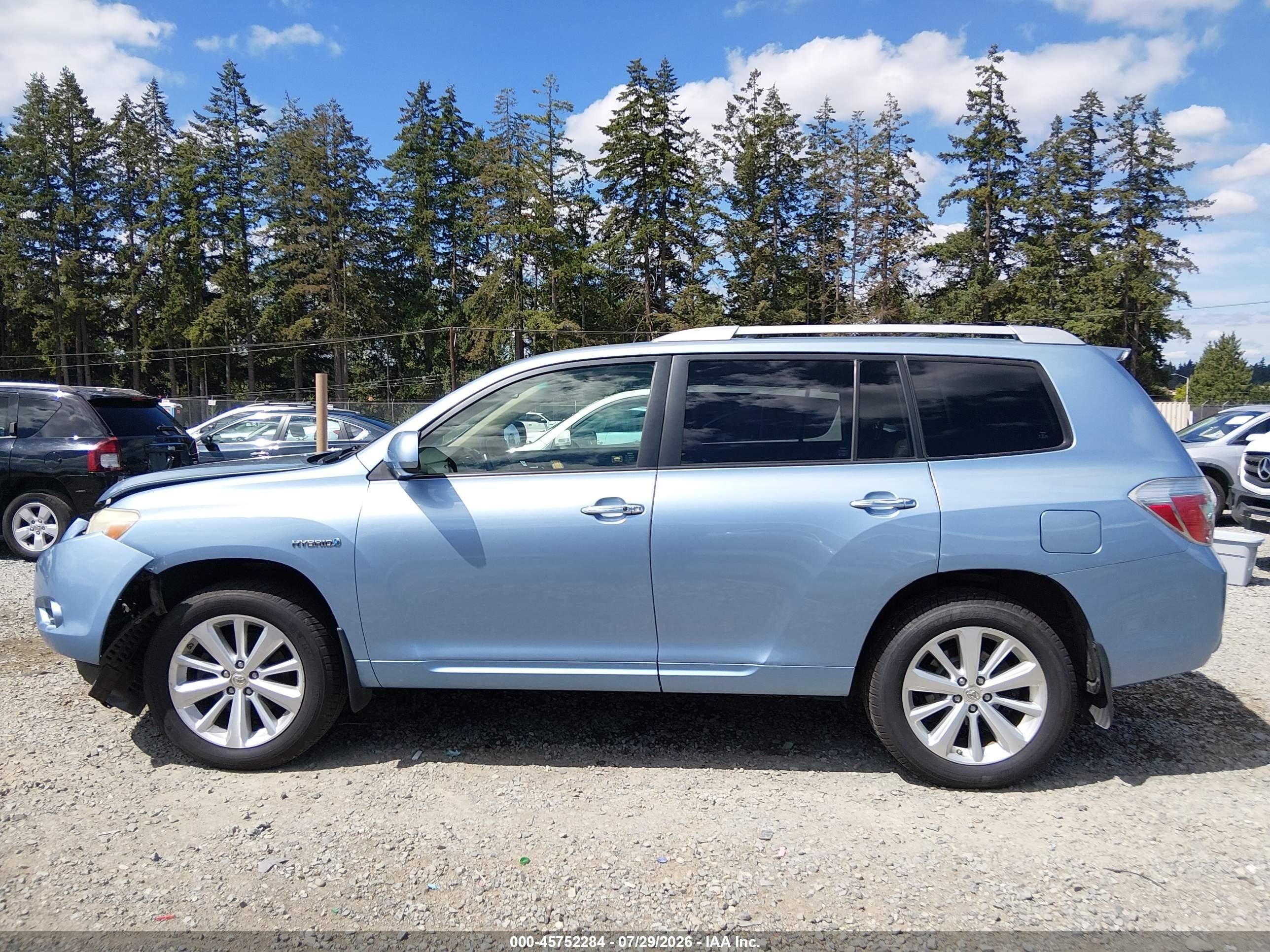 2008 Toyota Highlander Hybrid Limited Light Blue vin: JTEEW44A782012284