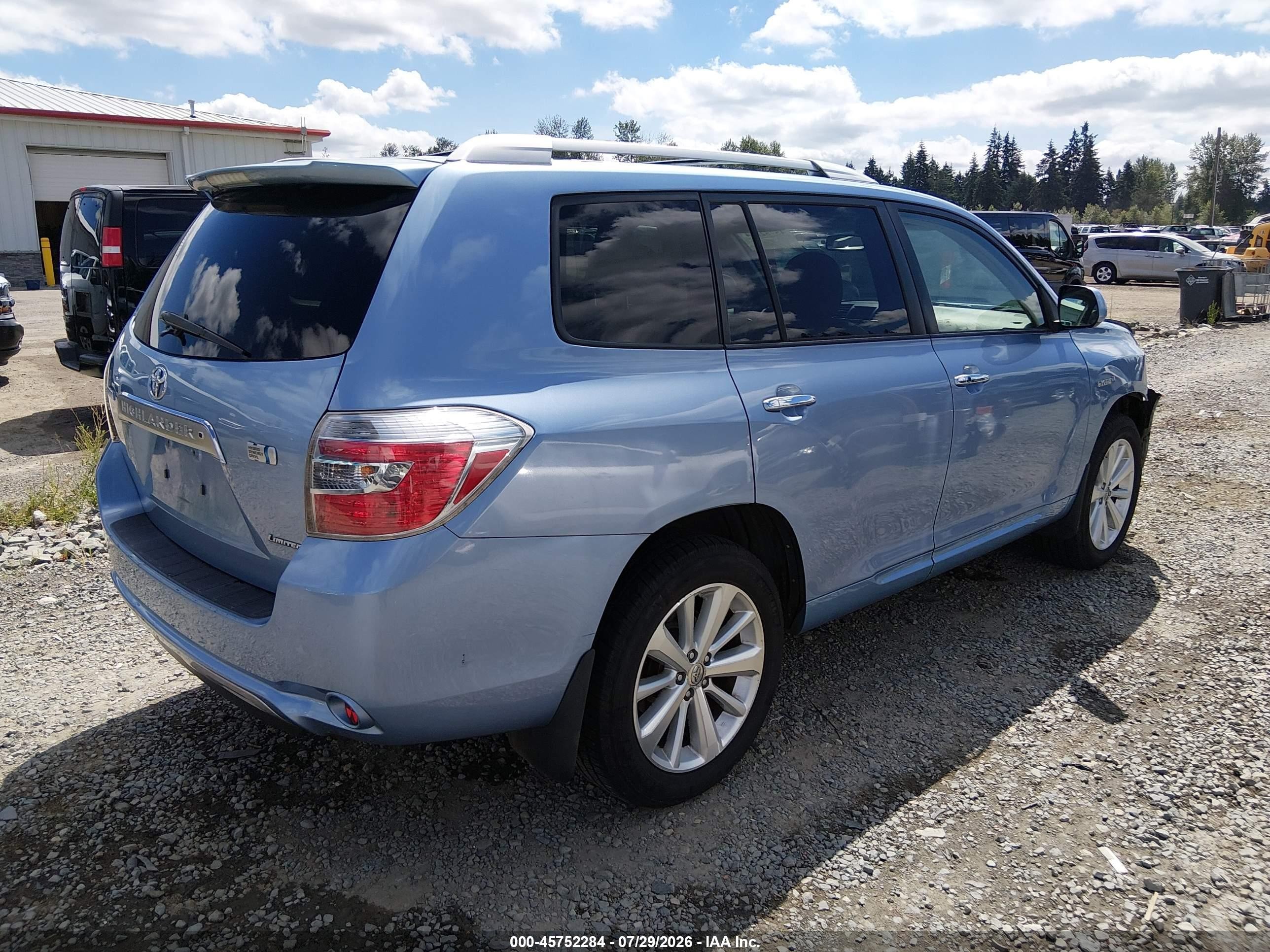 2008 Toyota Highlander Hybrid Limited Light Blue vin: JTEEW44A782012284