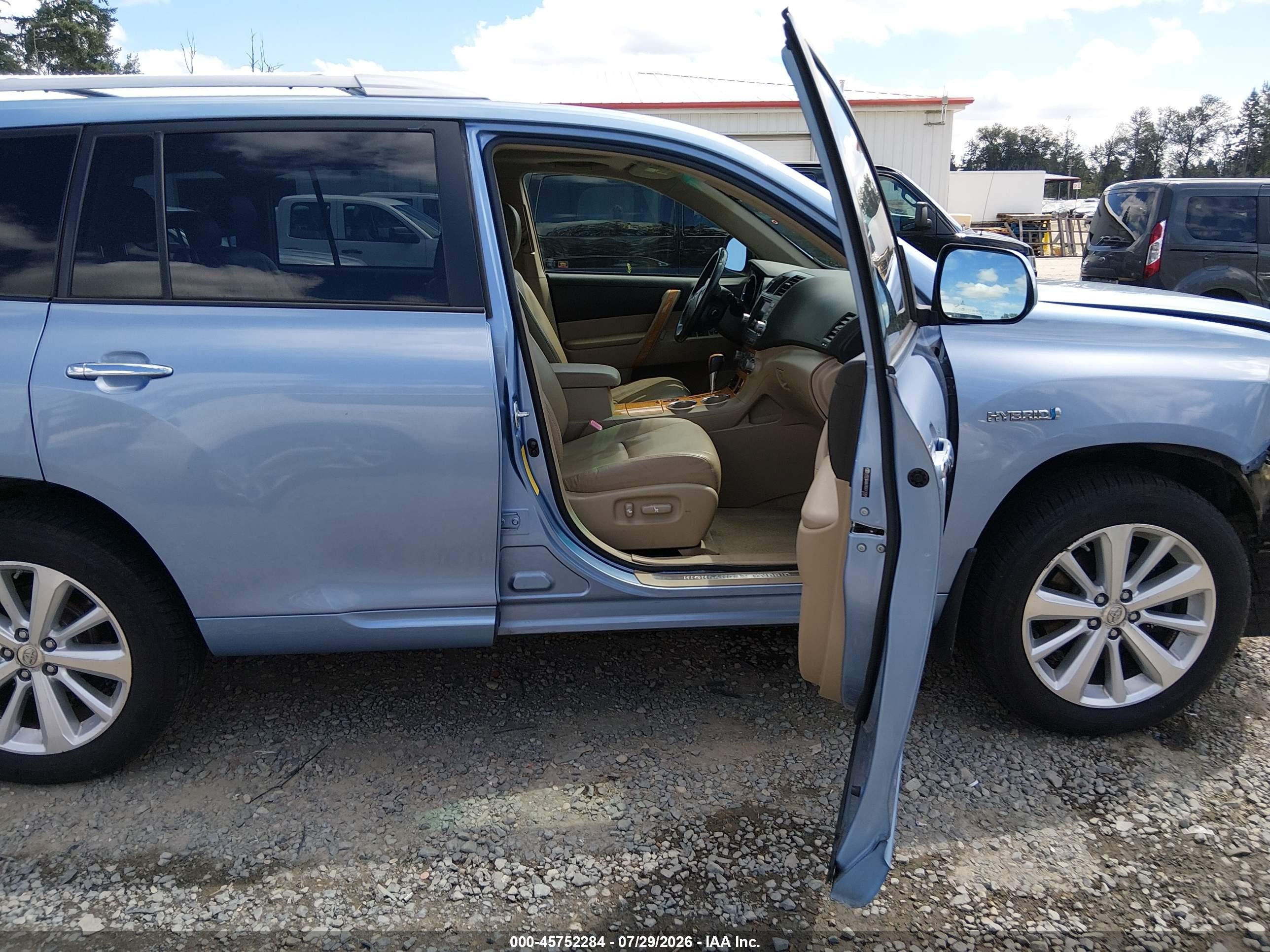 2008 Toyota Highlander Hybrid Limited Light Blue vin: JTEEW44A782012284