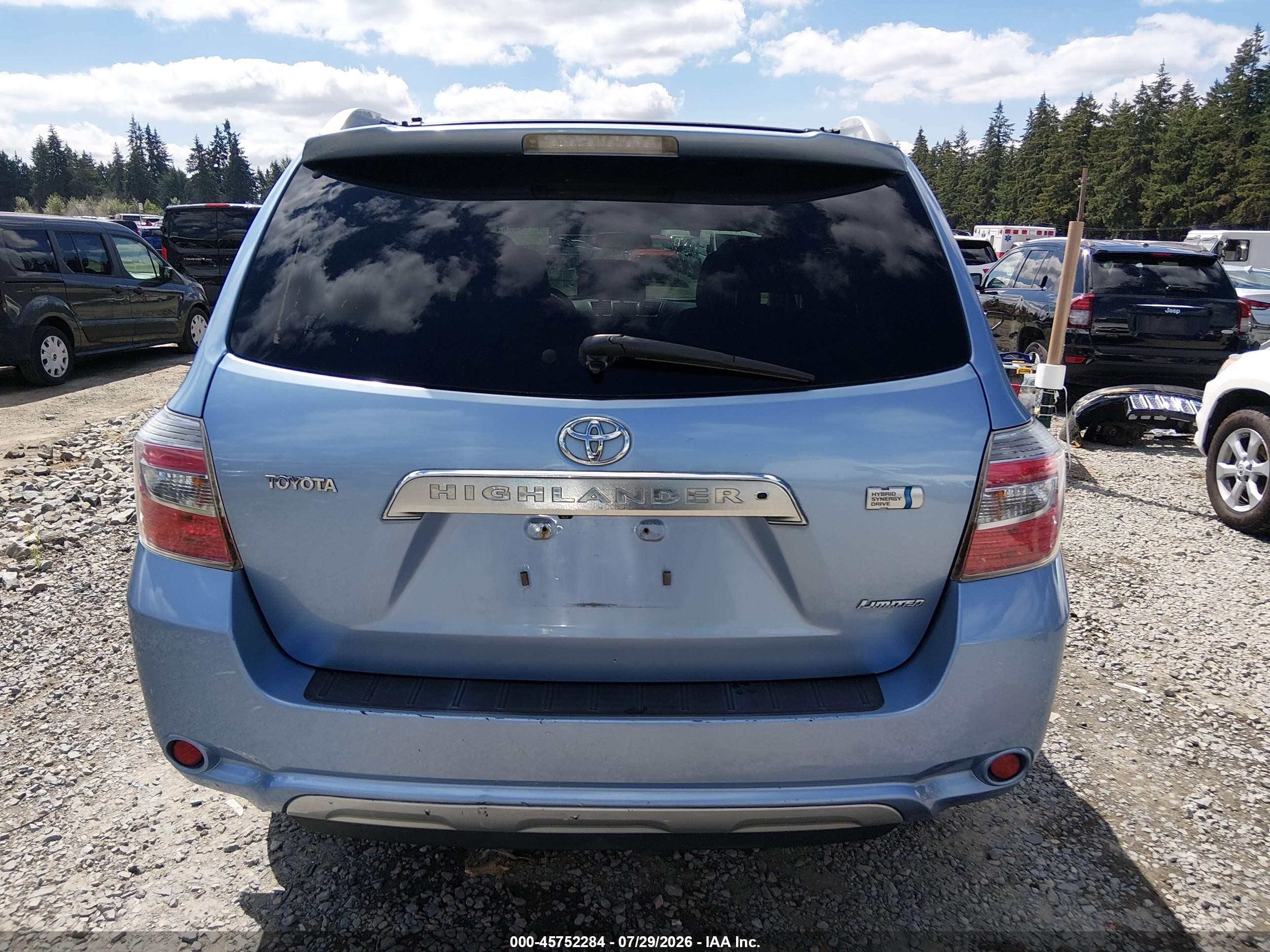 2008 Toyota Highlander Hybrid Limited Light Blue vin: JTEEW44A782012284