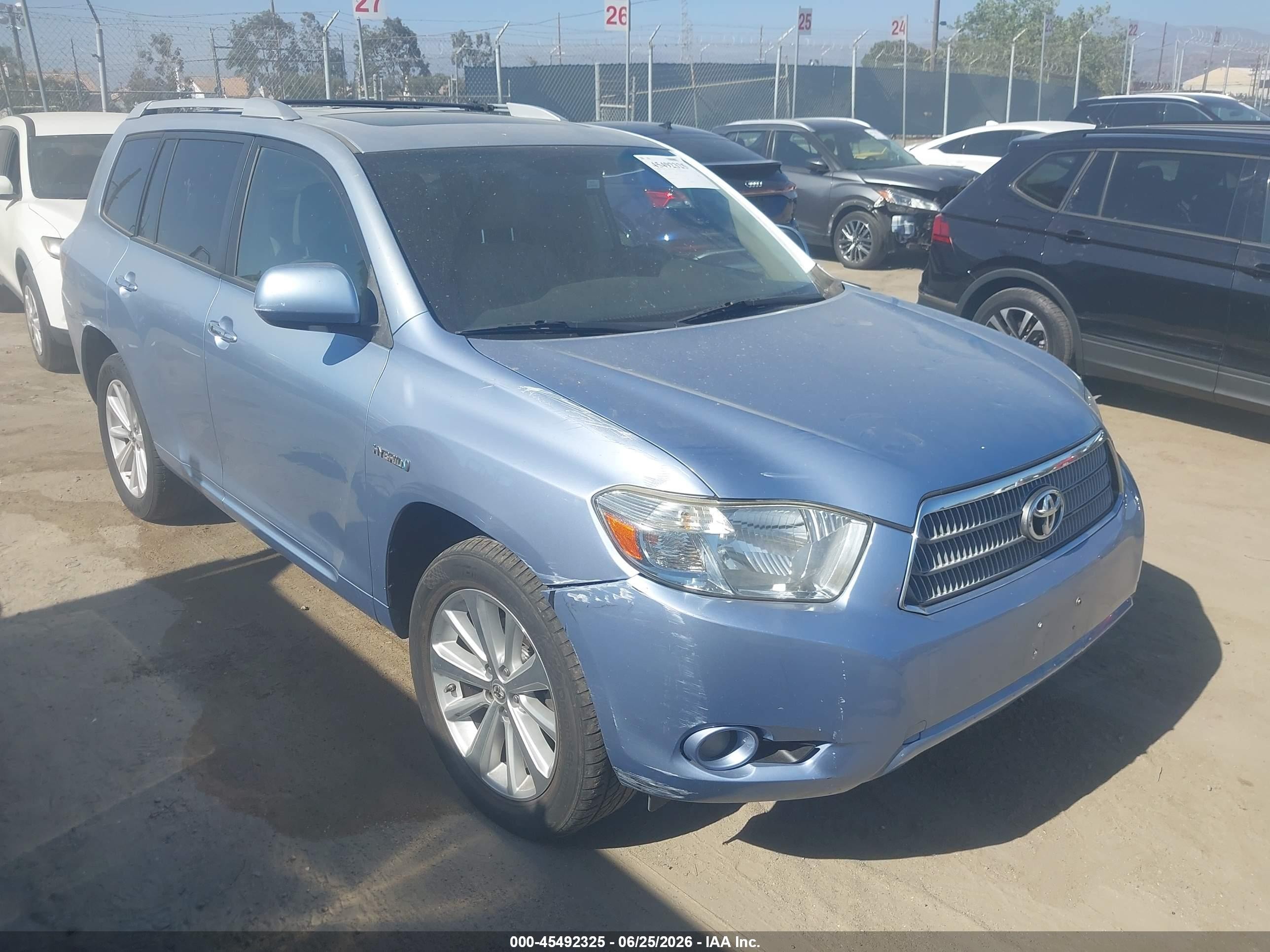 2008 Toyota Highlander Hybrid Limited Light Blue vin: JTEEW44A782019221