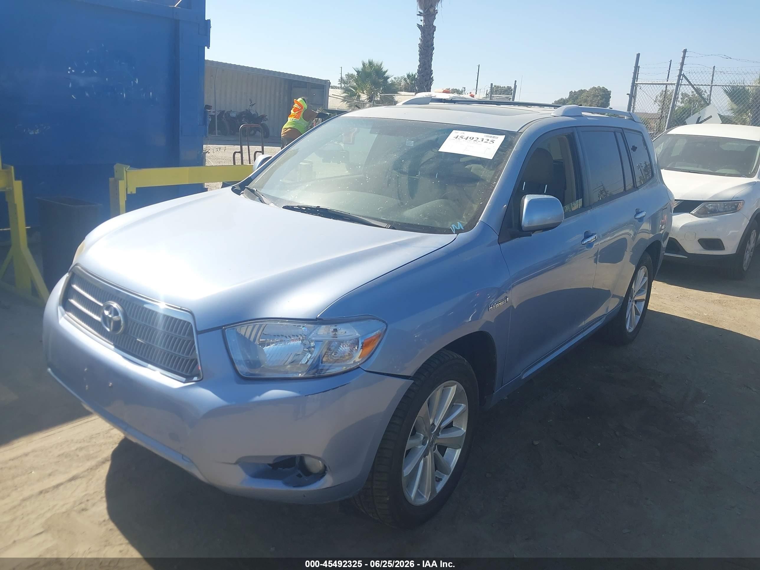 2008 Toyota Highlander Hybrid Limited Light Blue vin: JTEEW44A782019221