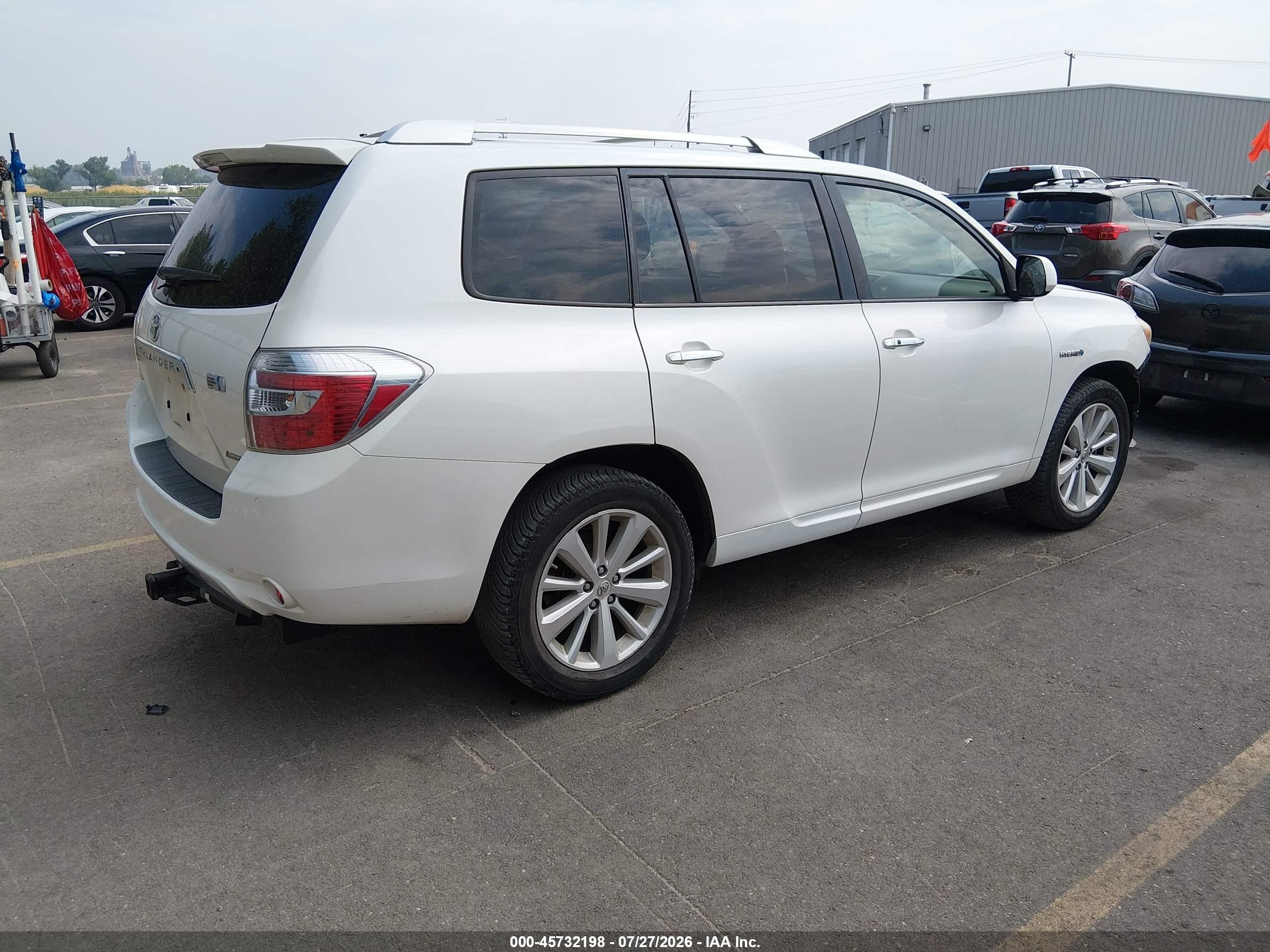 2008 Toyota Highlander Hybrid Limited White vin: JTEEW44A882019017