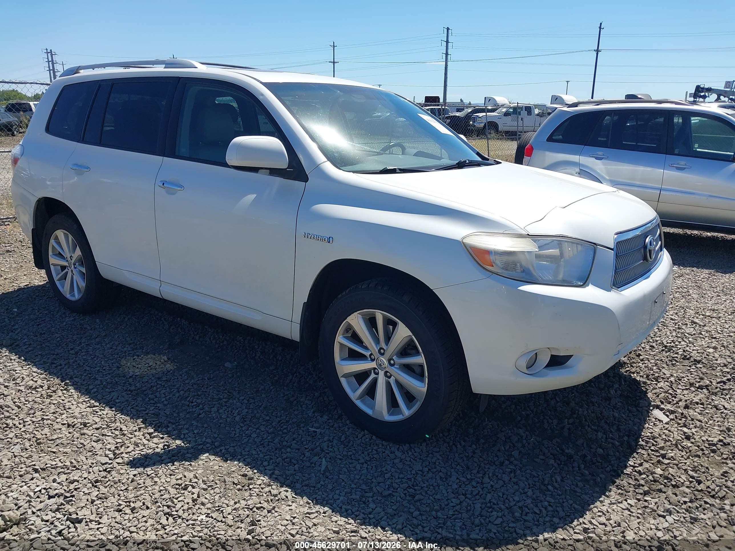 2008 Toyota Highlander Hybrid Limited White vin: JTEEW44A982007720