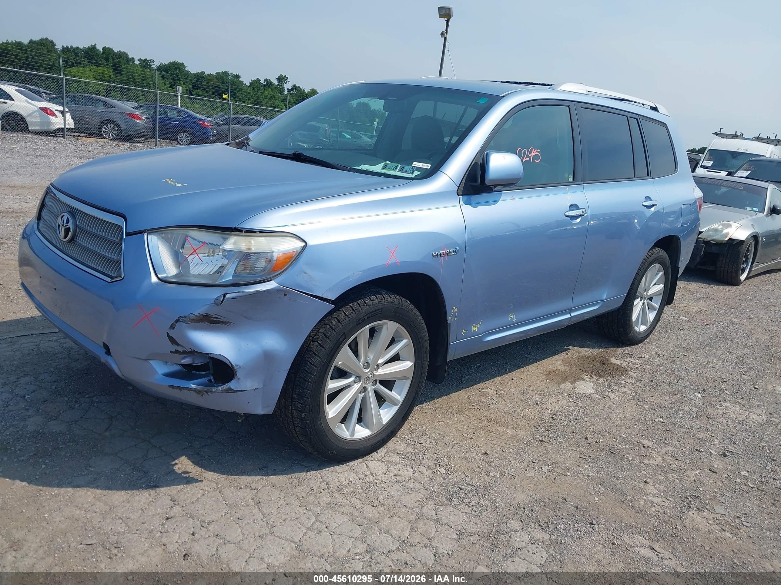 2008 Toyota Highlander Hybrid Limited Light Blue vin: JTEEW44AX82024431